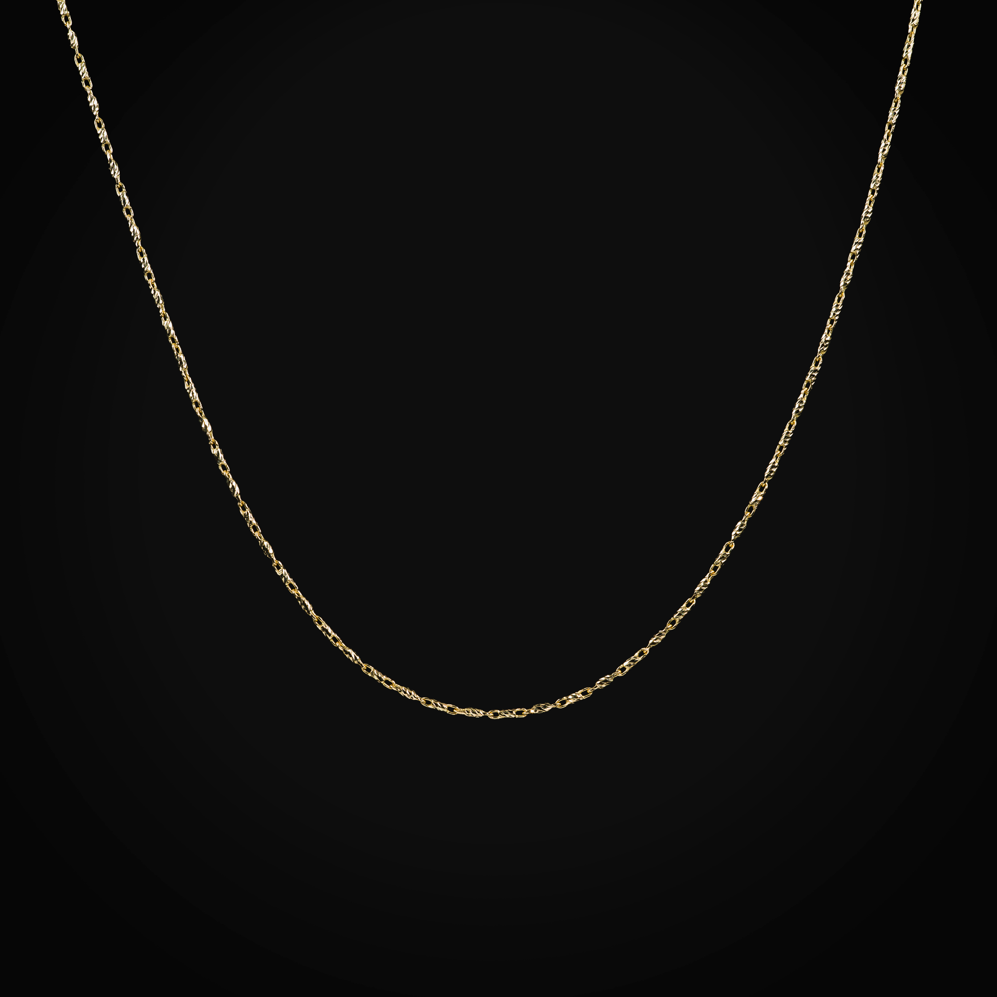 Cadena 14k Secuencia Eslabón Diamantado Central Con Asas Oro Amarillo + Estuche
