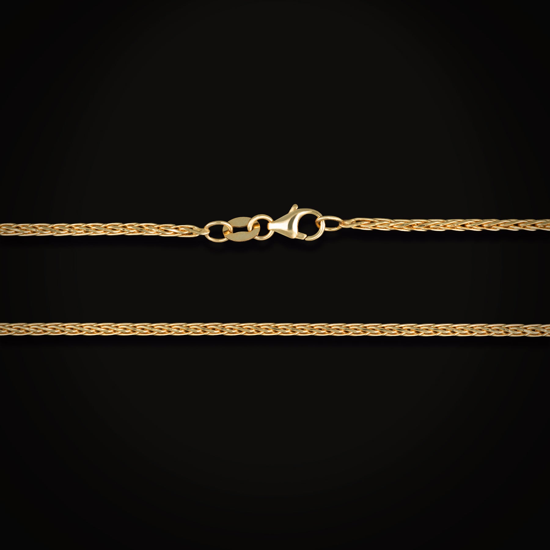 Cadena Tejido Franco Espiga Redonda Oro Amarillo 14k + Estuche