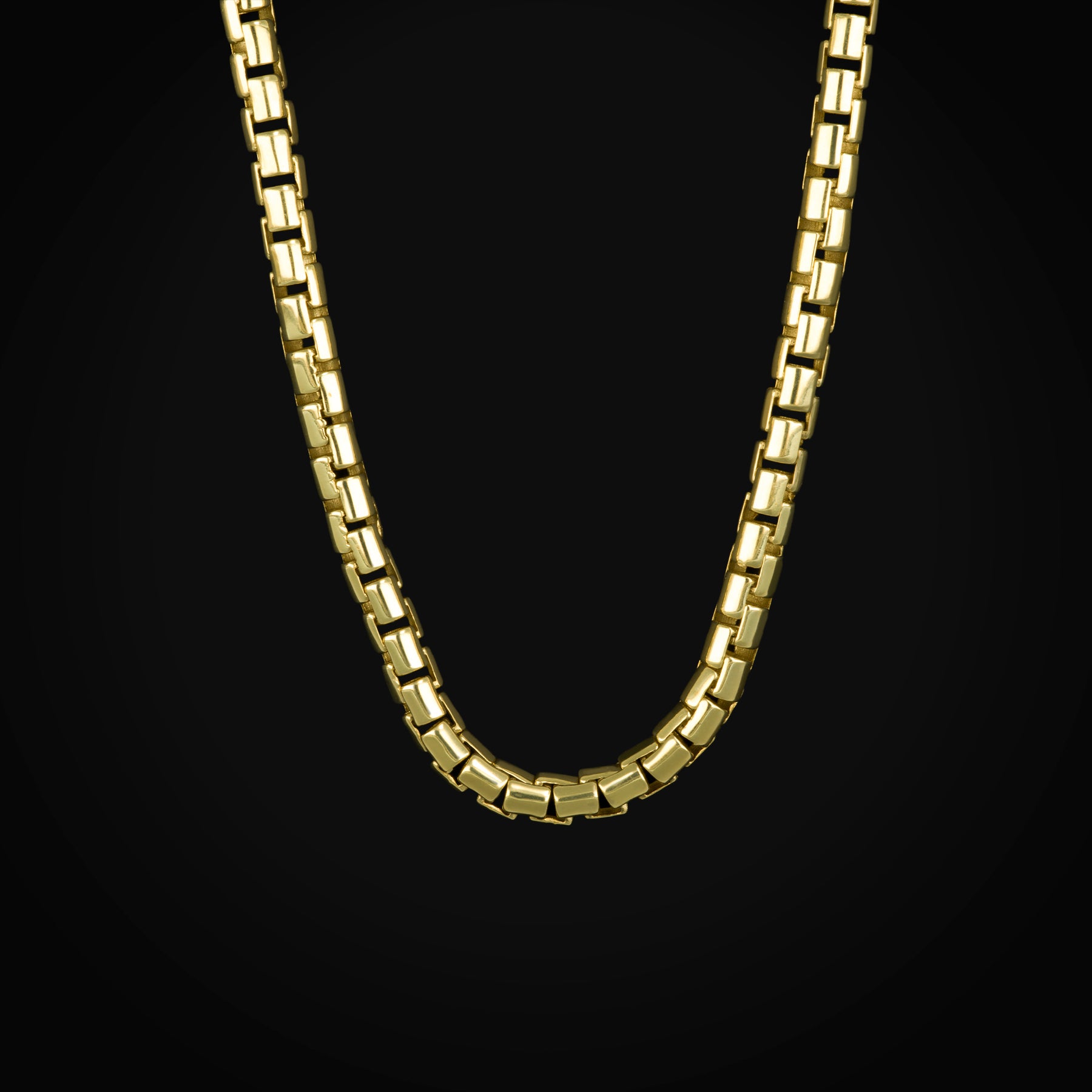 Cadena Caja Cuadrada Oro Amarillo 14K + Estuche