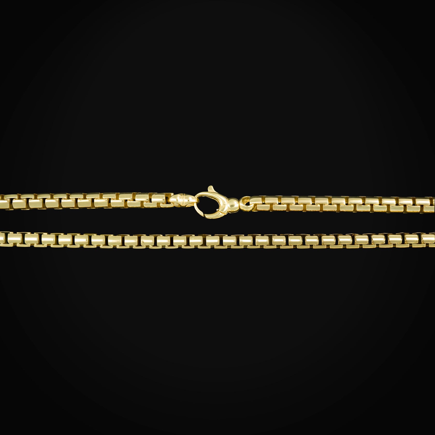 Cadena Caja Cuadrada Oro Amarillo 14K + Estuche