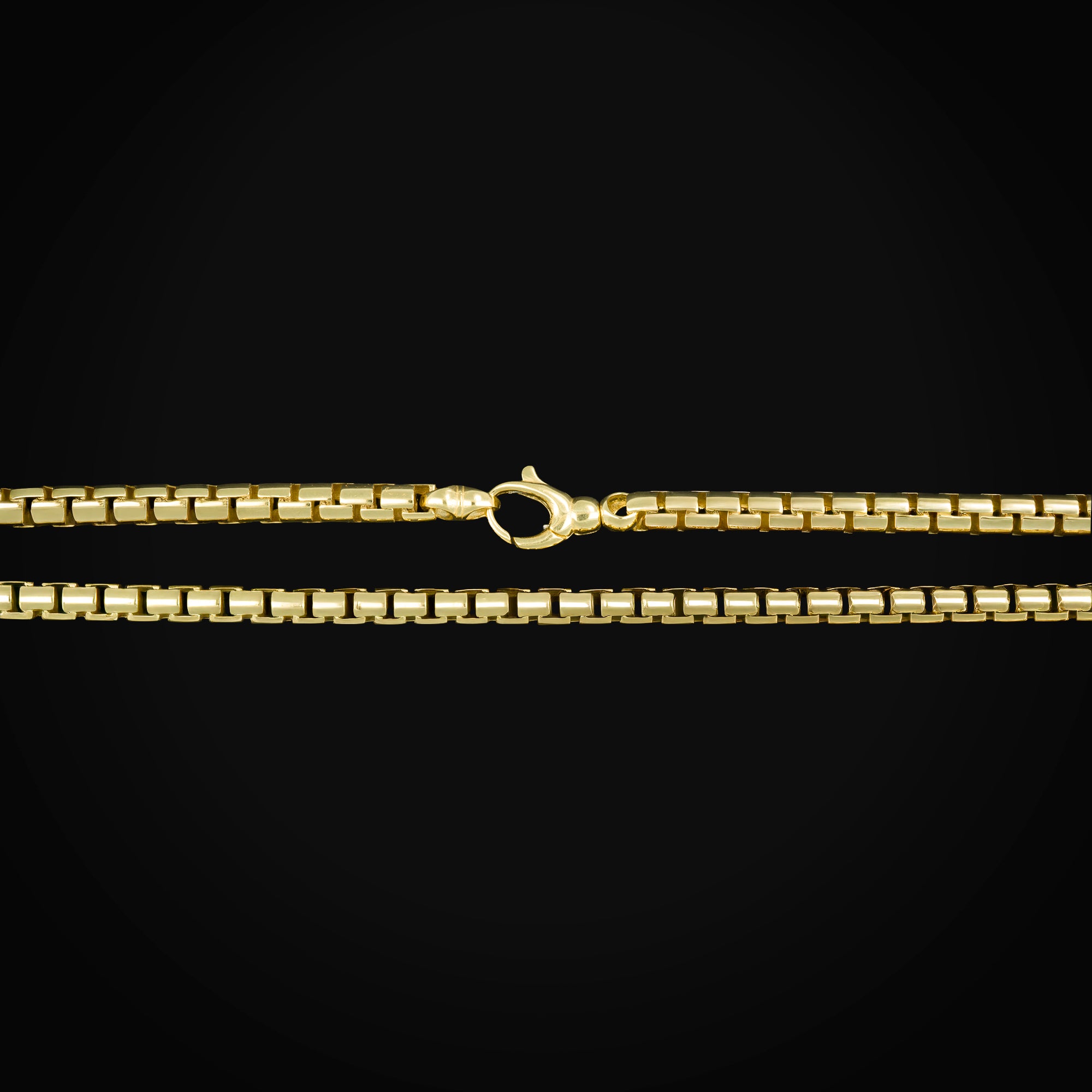 Cadena Caja Cuadrada Oro Amarillo 14K + Estuche