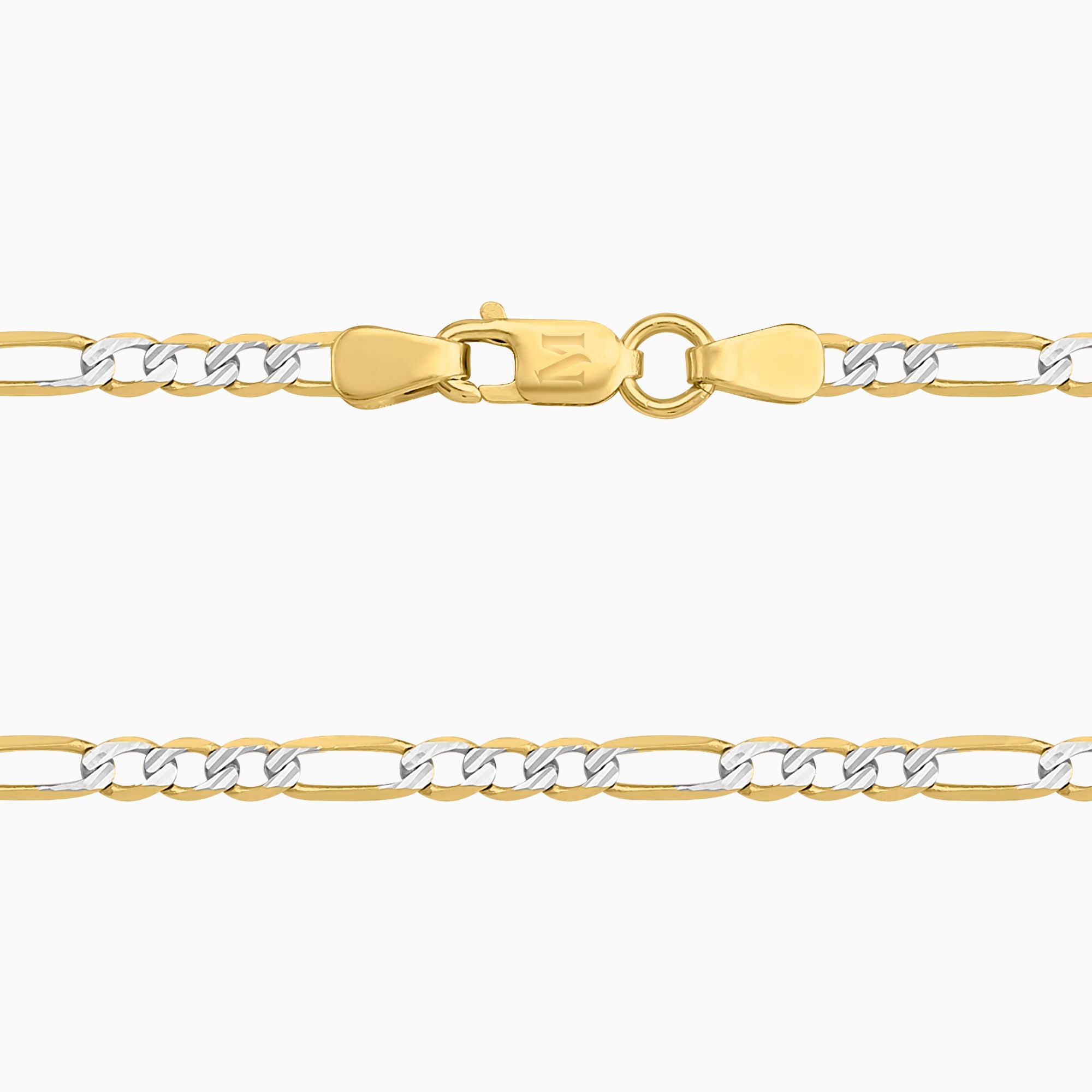 Cadena 3X1 Tejido Fígaro Diamantada 14K Oro Amarillo + Estuche | cadena de oro | Maestros Joyeros