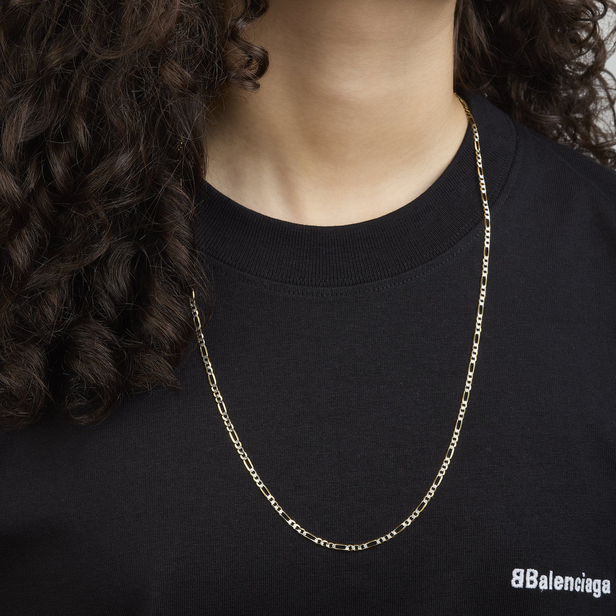 Cadena 3X1 Tejido Fígaro Diamantada 14K Oro Amarillo + Estuche