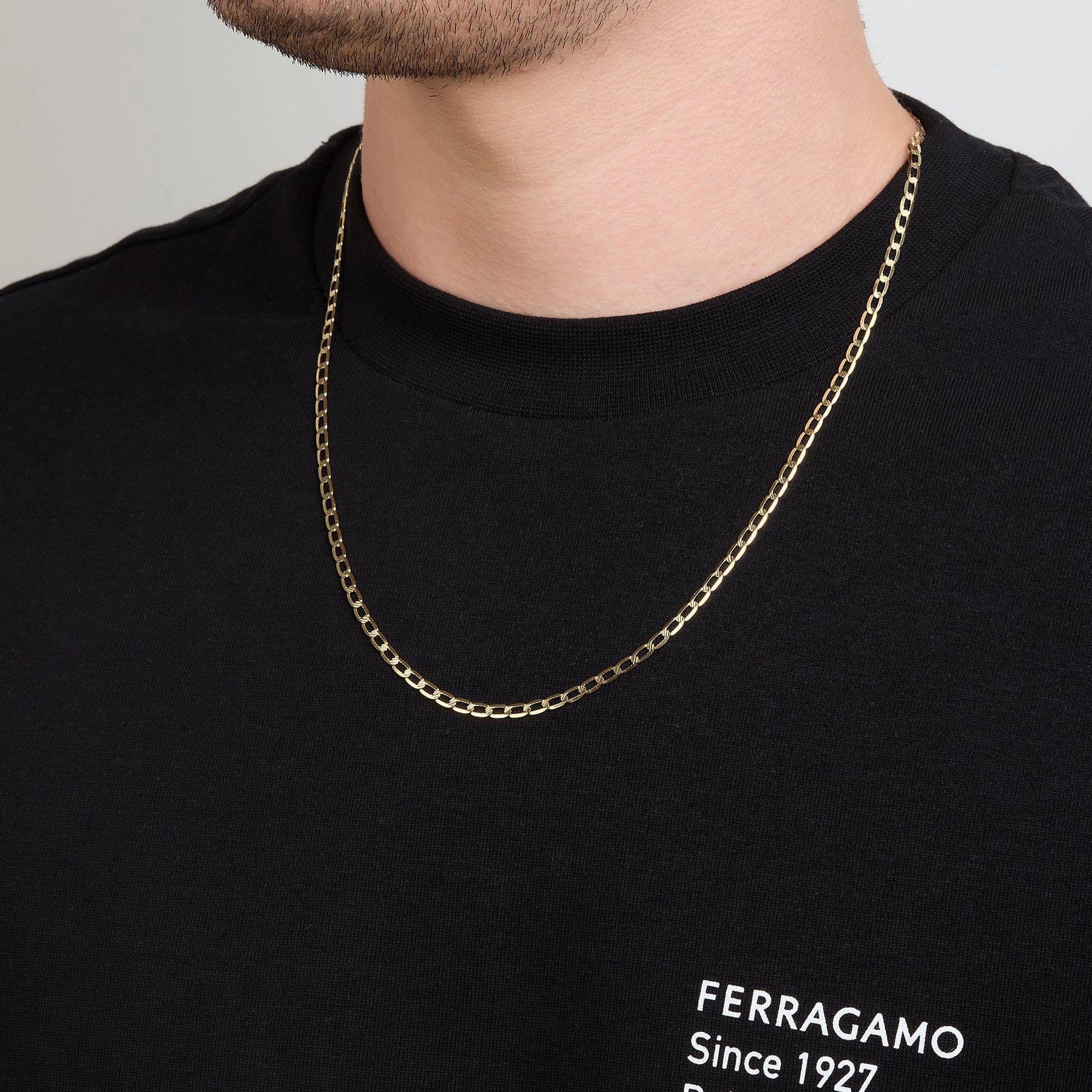Cadena Ancla Troquelado 14K Oro Amarillo + Estuche