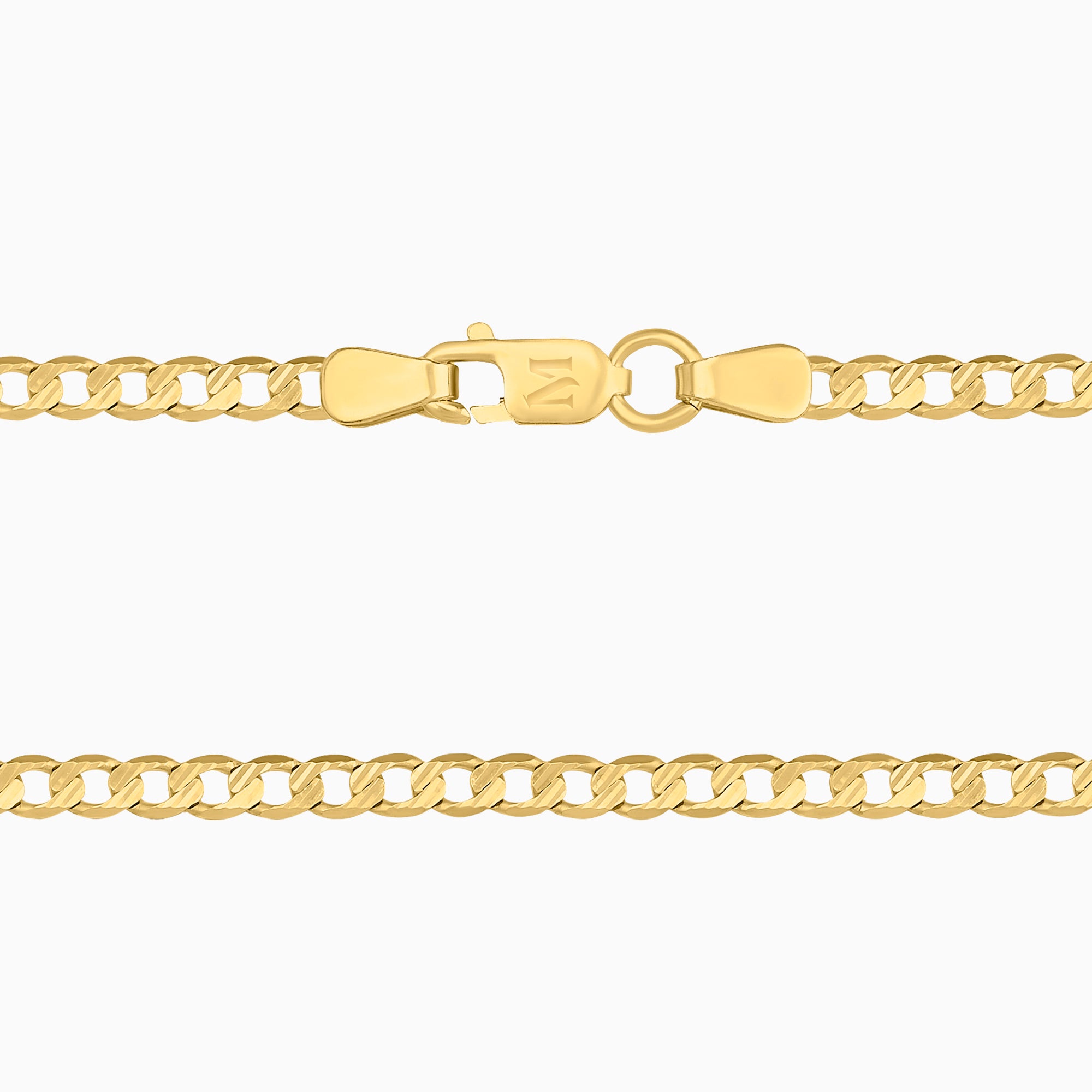 Cadena Barbada Troquelada 14K Oro Amarillo + Estuche | cadena de oro | Maestros Joyeros