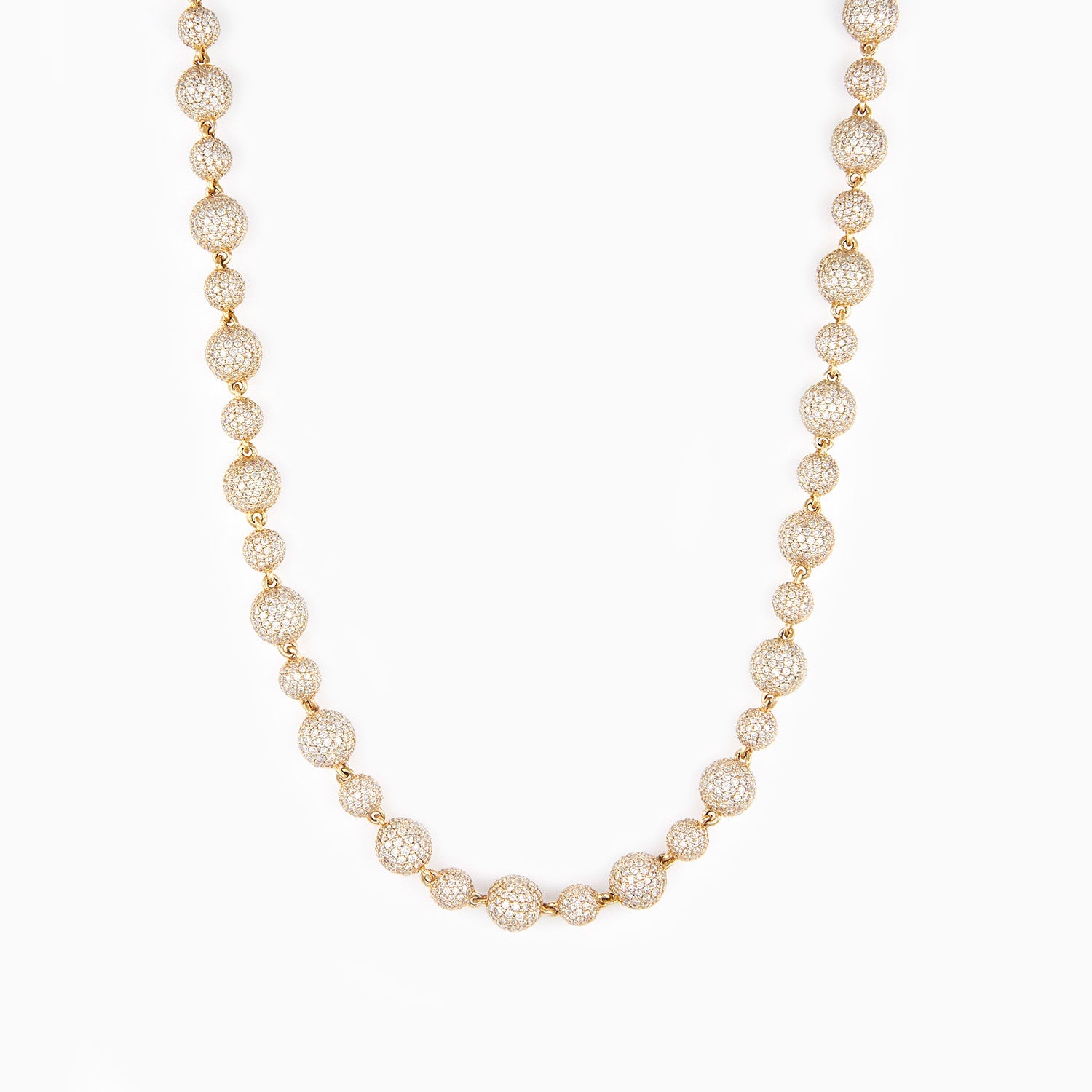 Cadena de Oro Amarillo 14k Tejido Bola Grande & Bola Pequeña con Diamantes