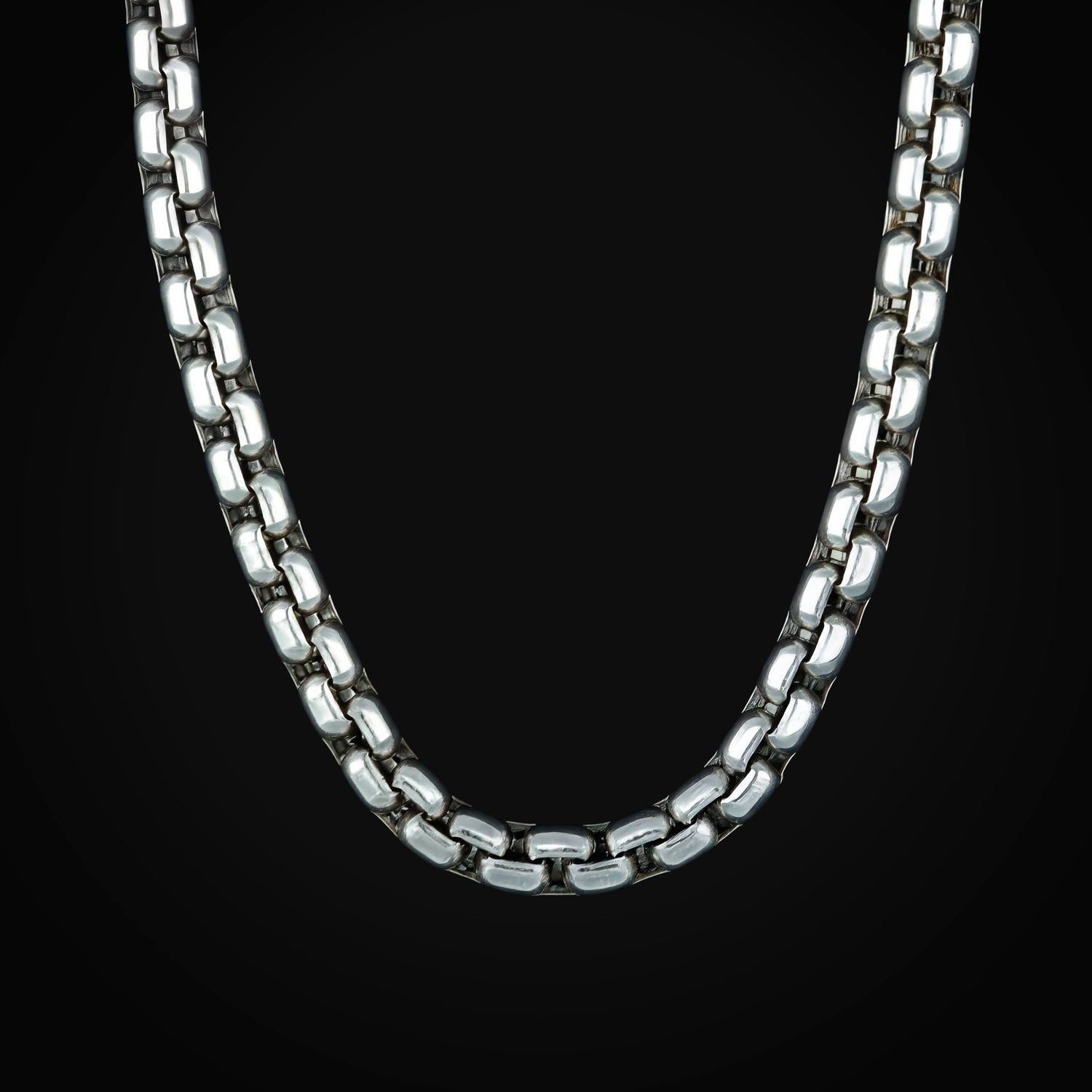 Cadena Hollow Box Oro Blanco 14k + Estuche