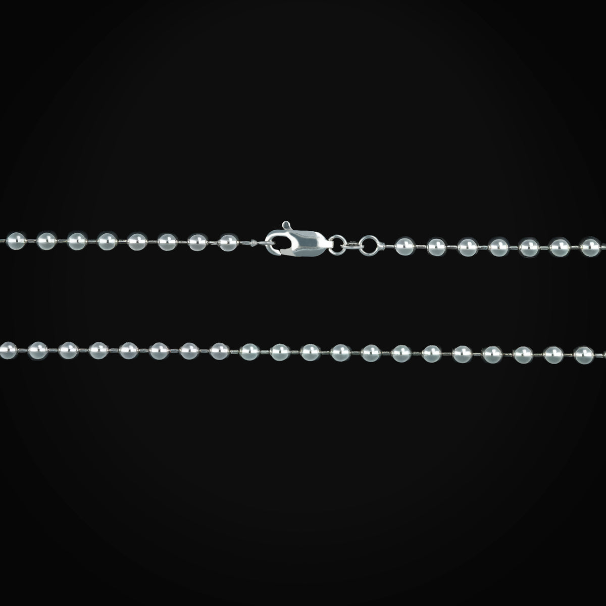 Cadena Secuencia Bolas Oro Blanco 14K + Estuche