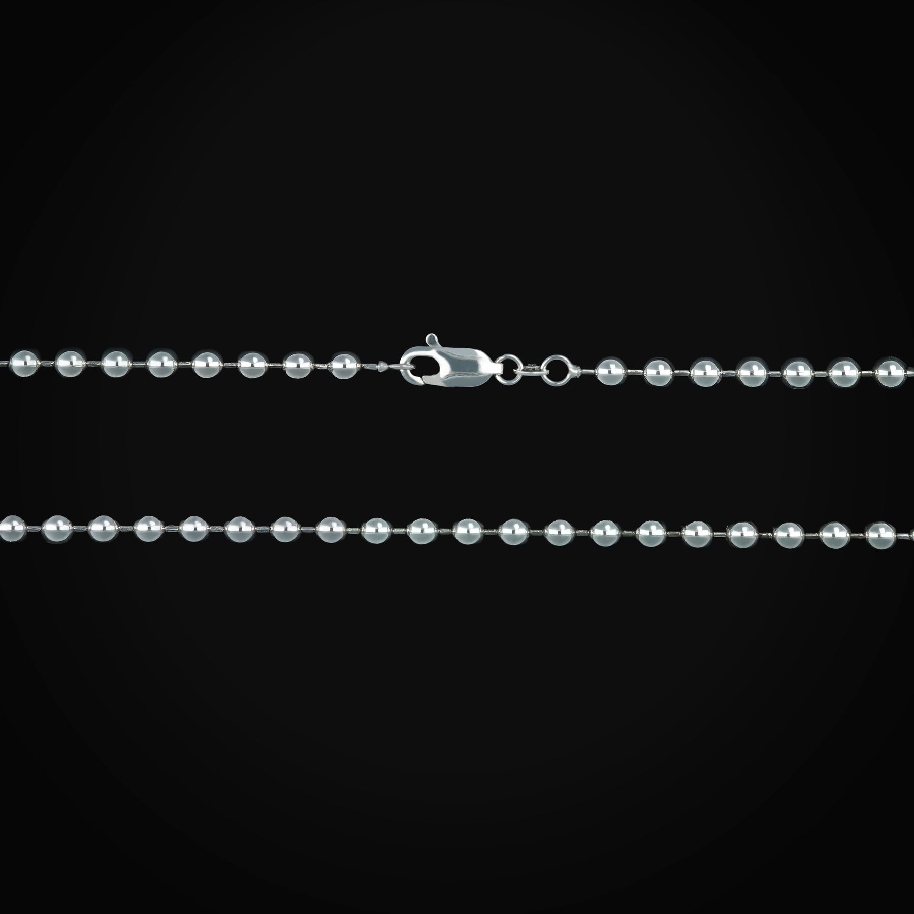 Cadena Secuencia Bolas Oro Blanco 14K + Estuche