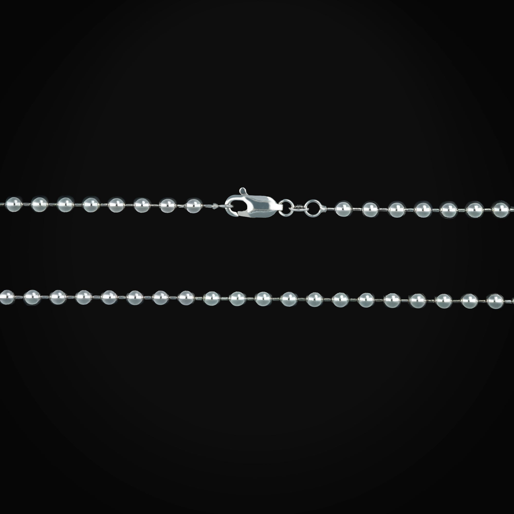 Cadena Secuencia Bolas Oro Blanco 14K + Estuche