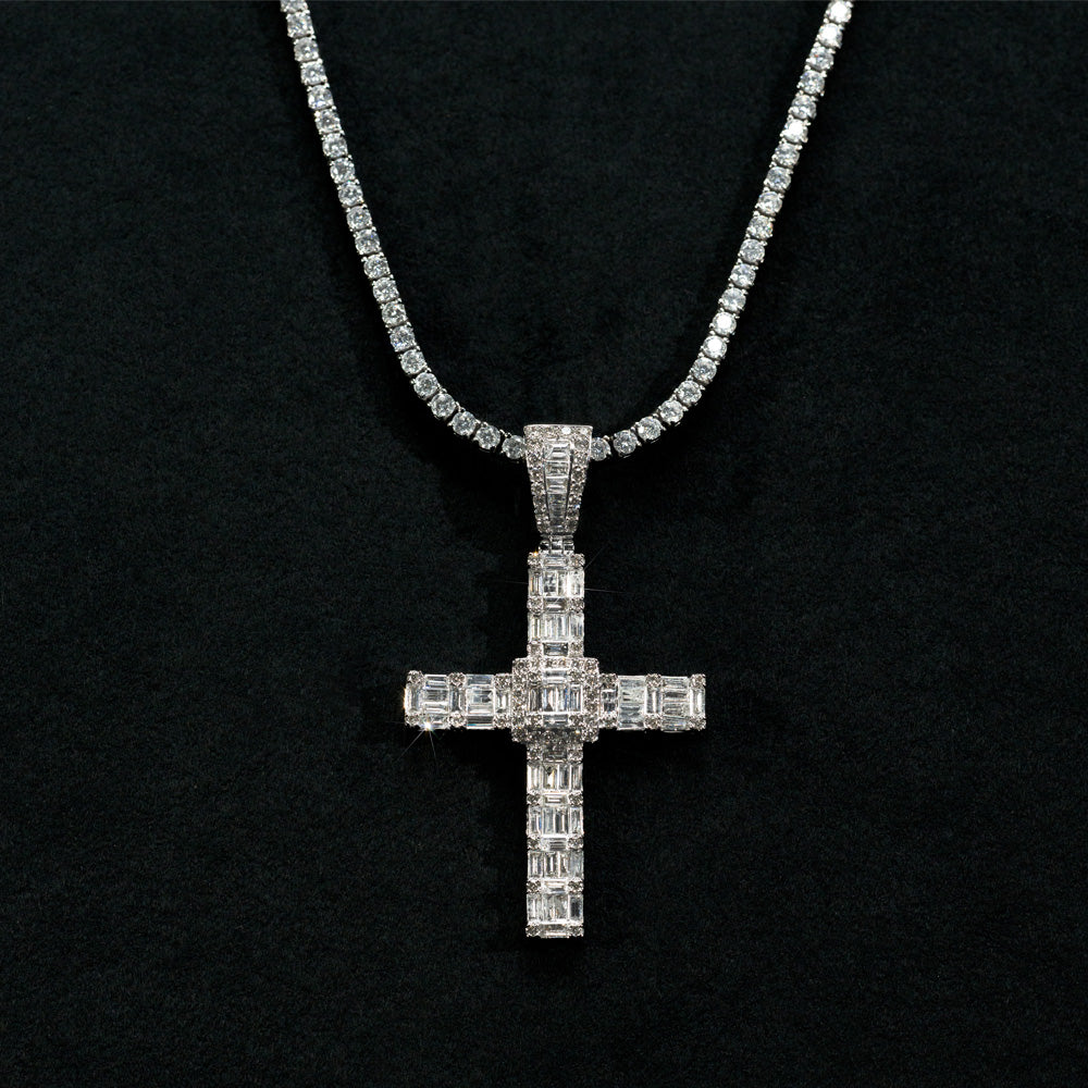 Dije Cruz Full Ice 14k Oro Blanco con Diamantes (No incluye cadena)