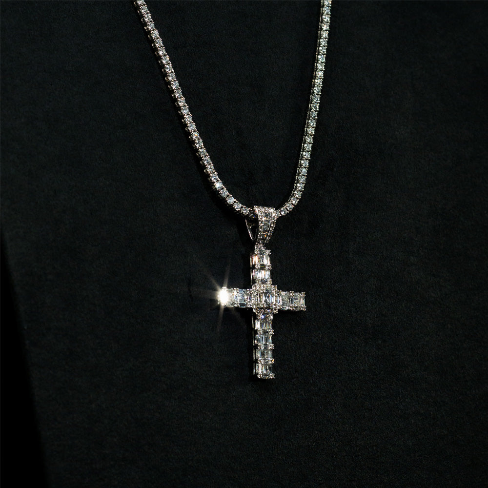 Dije Cruz Full Ice 14k Oro Blanco con Diamantes (No incluye cadena)
