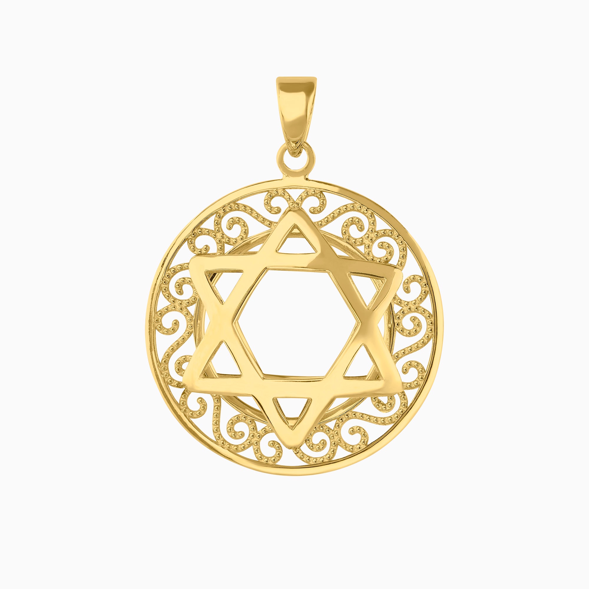 Dije Medalla Estrella de David Oro Amarillo 14k + Estuche