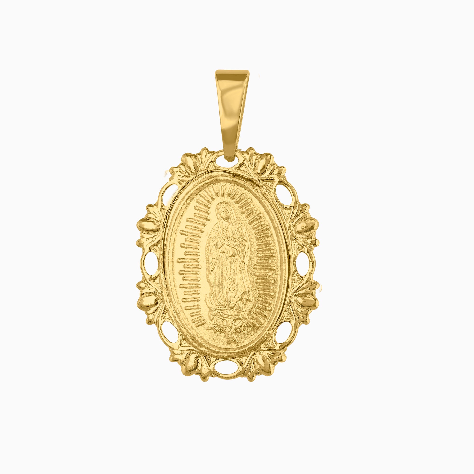 Dije Medalla Ovalada Virgen de Guadalupe Oro Amarillo 14k
