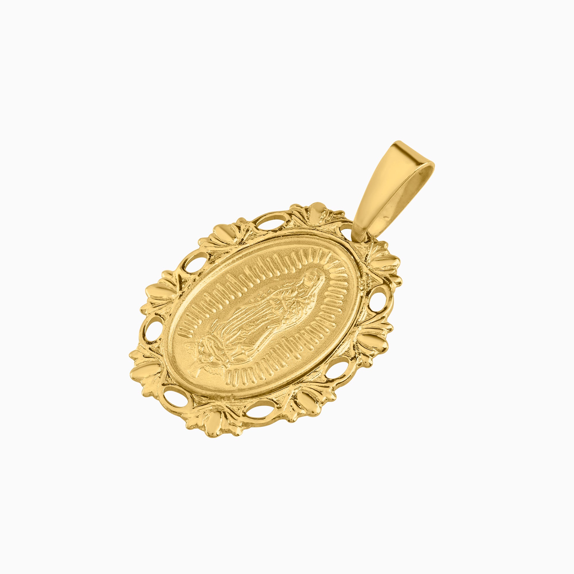 Dije Medalla Ovalada Virgen de Guadalupe Oro Amarillo 14k