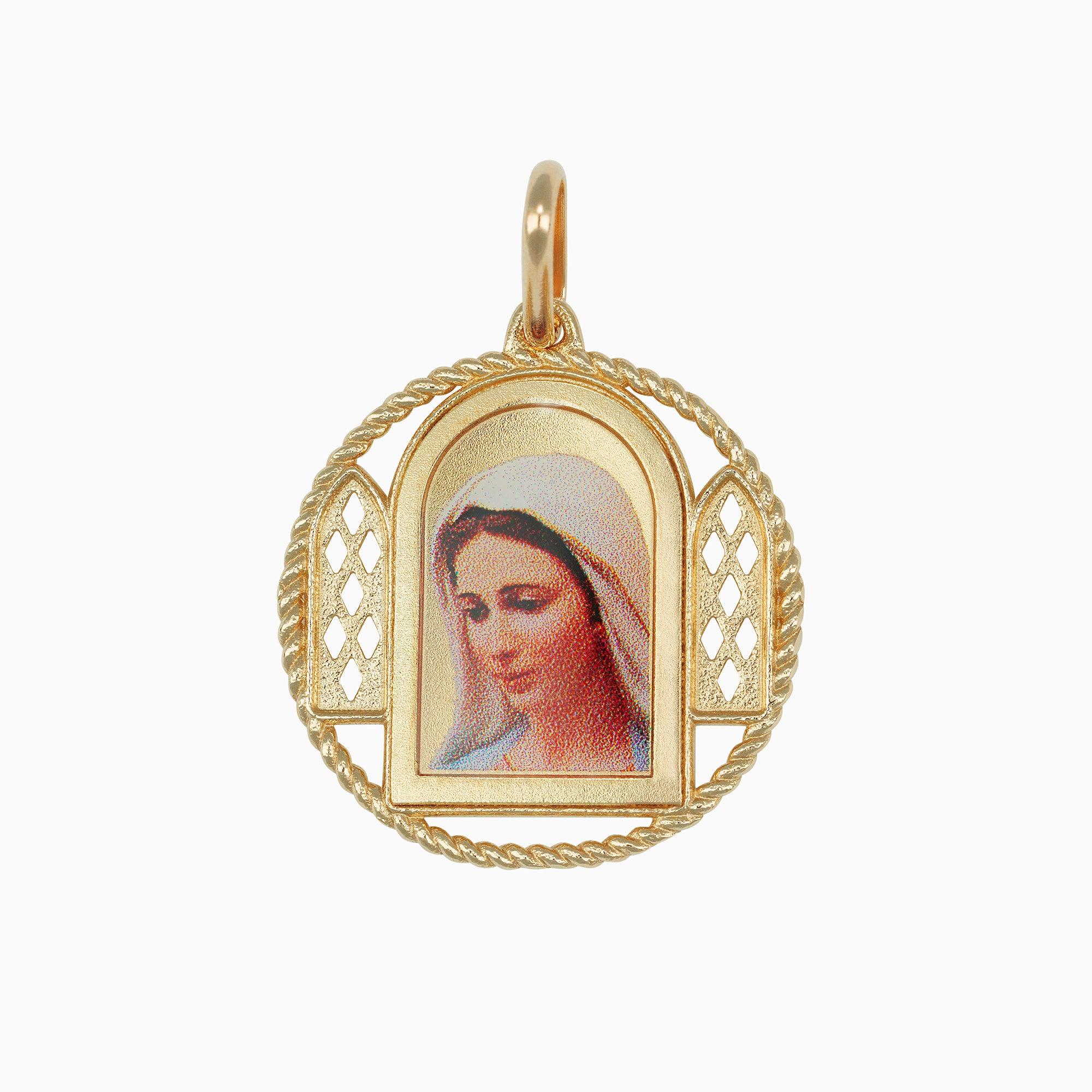 Dije Medalla Virgen Oro Amarillo 14k