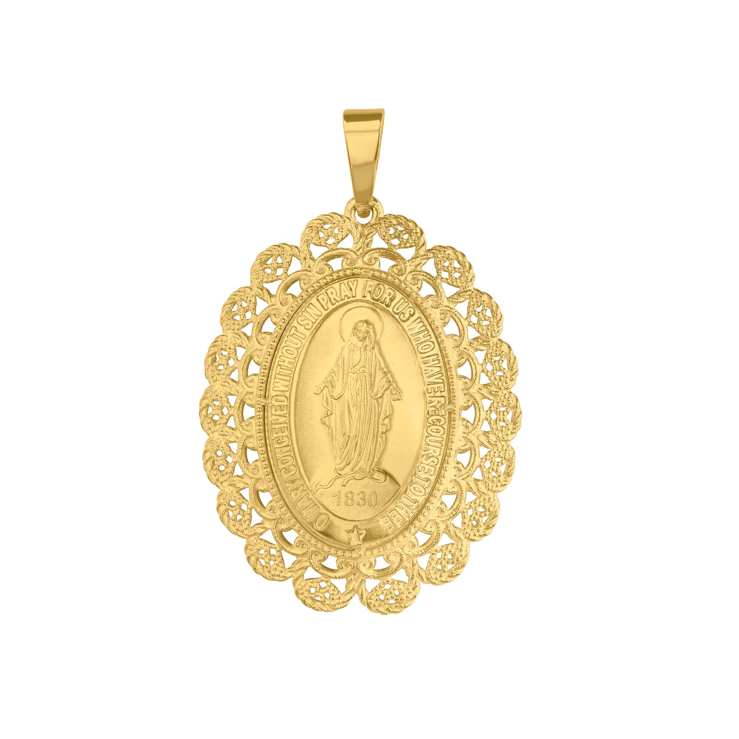 Dije Medalla Ovalada con Ornamentos Oro Amarillo 14k