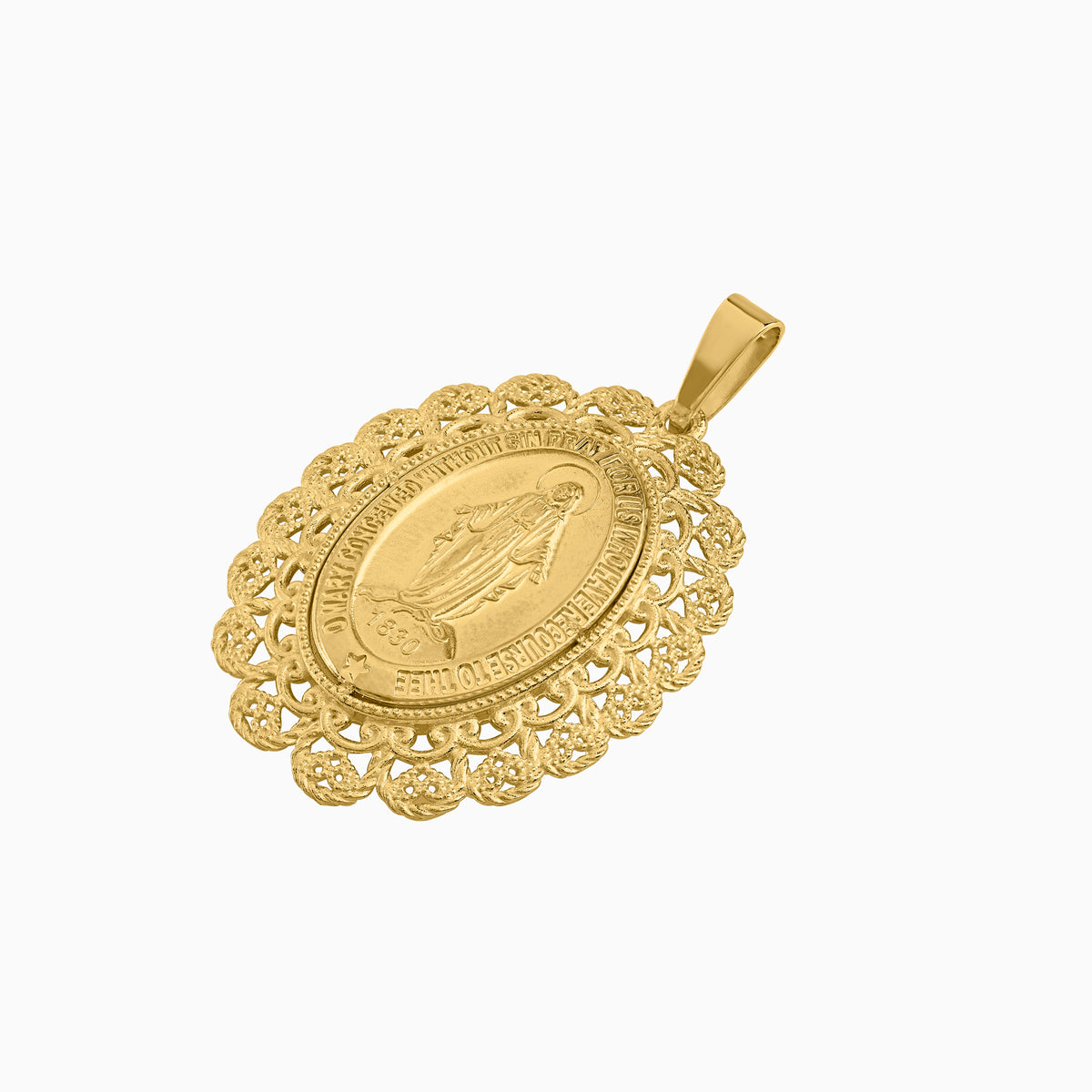 Dije Medalla Ovalada con Ornamentos Oro Amarillo 14k