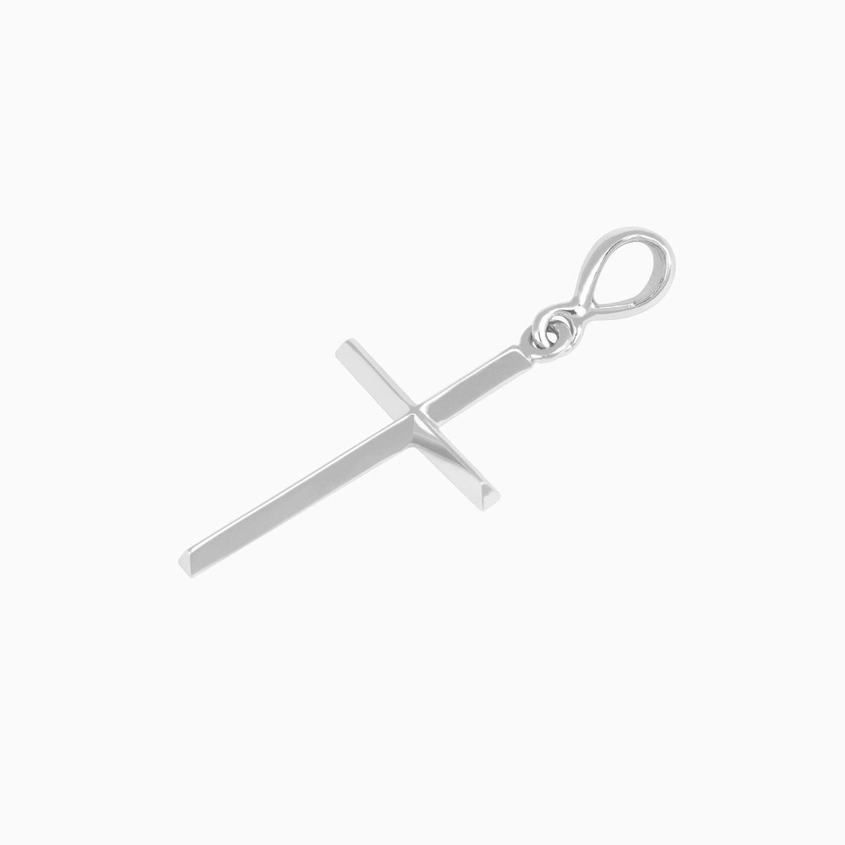 Dije Cruz Ultra Light Oro Blanco 14k + Estuche