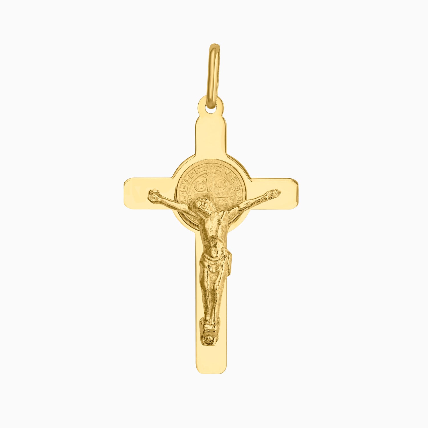Dije Cruz con Cristo & Moneda San Benito Oro 14k