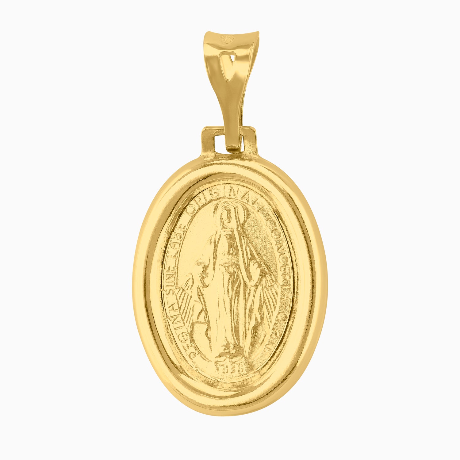 Dije Medalla Ovalada Virgen Oro Amarillo 14k + Estuche