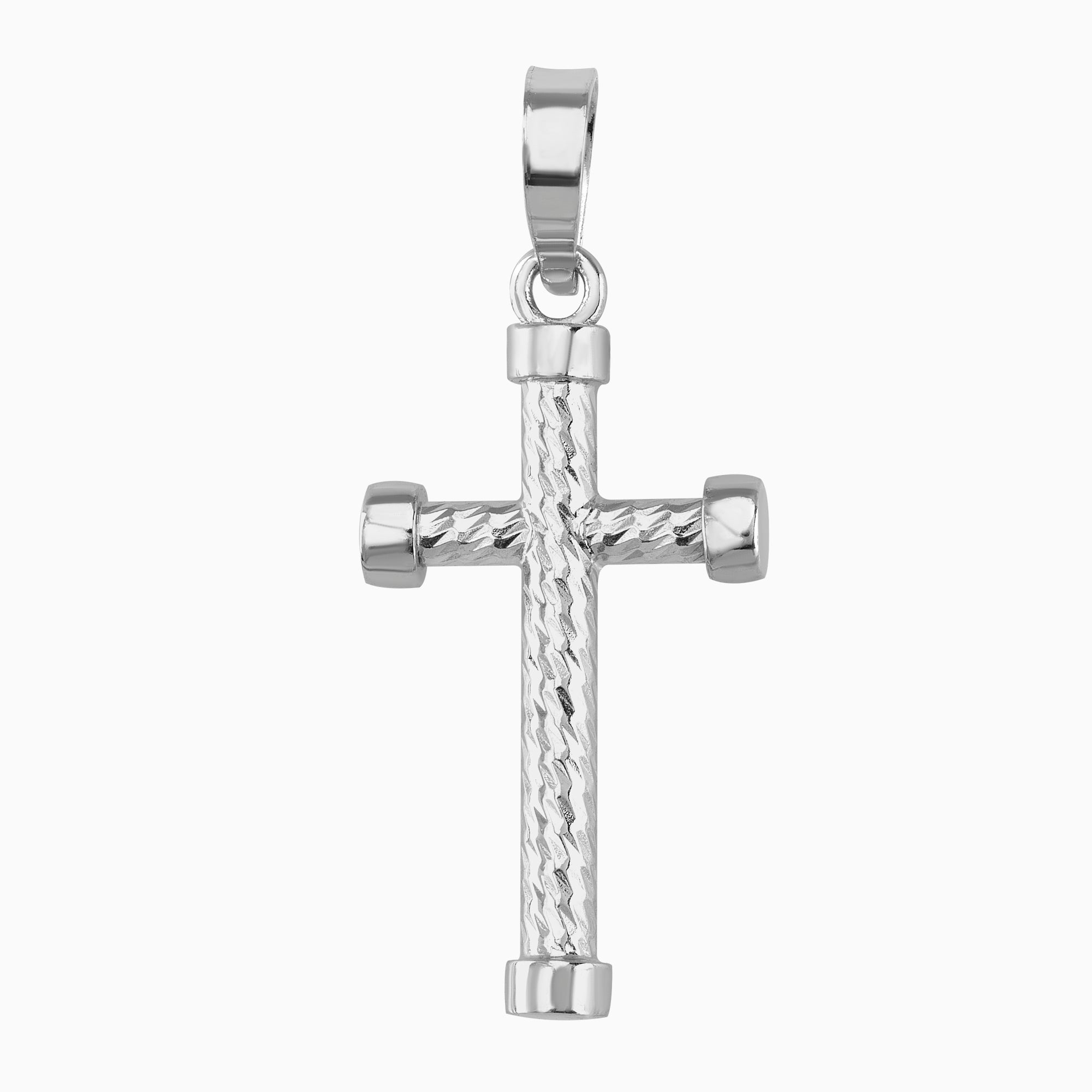 Dije Cruz Ultra Light Diamantada Oro Blanco 14k + Estuche