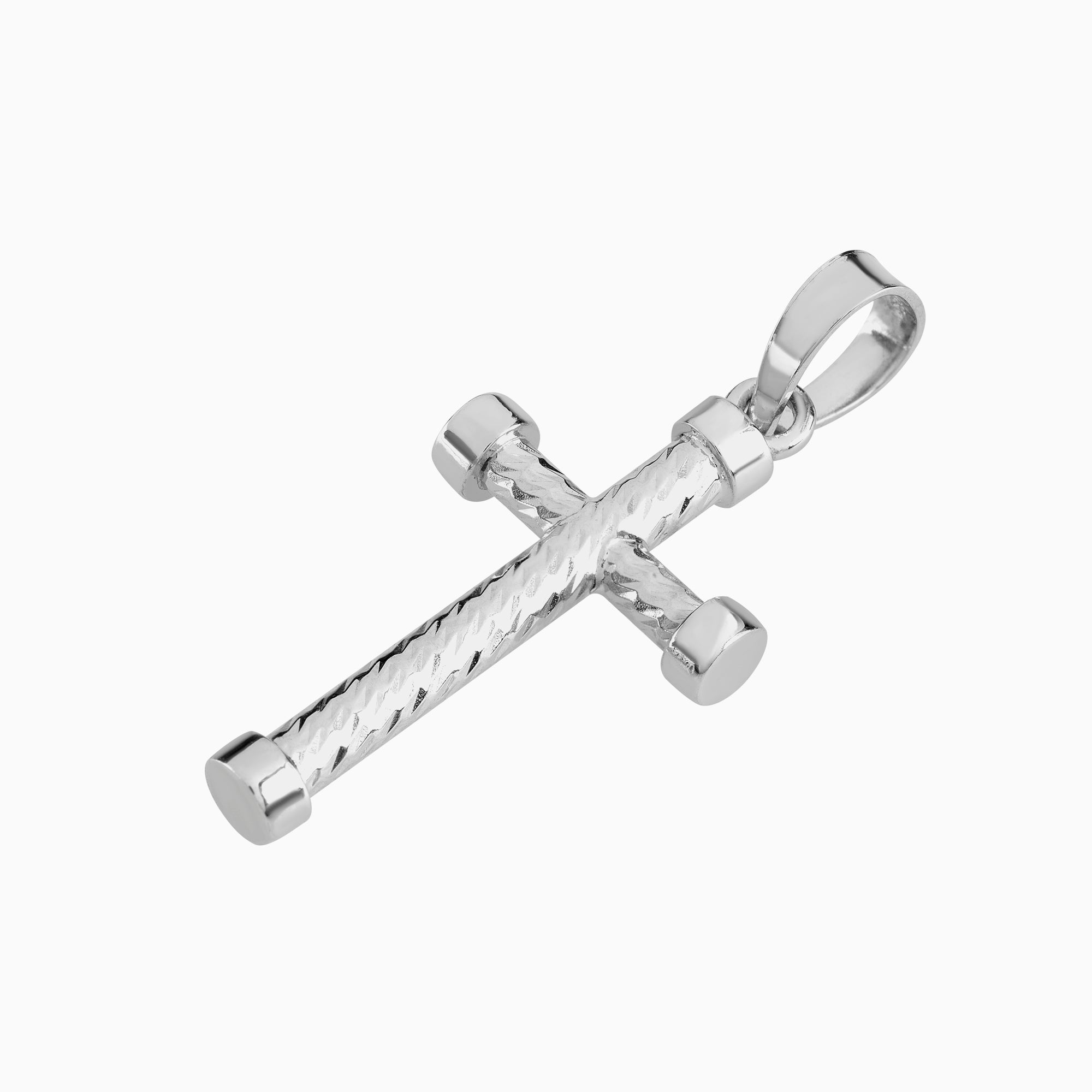 Dije Cruz Ultra Light Diamantada Oro Blanco 14k + Estuche | cruz de oro | Maestros Joyeros