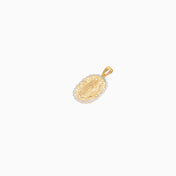 Dije Medalla Virgen con Engranes Oro Amarillo & Blanco 14k
