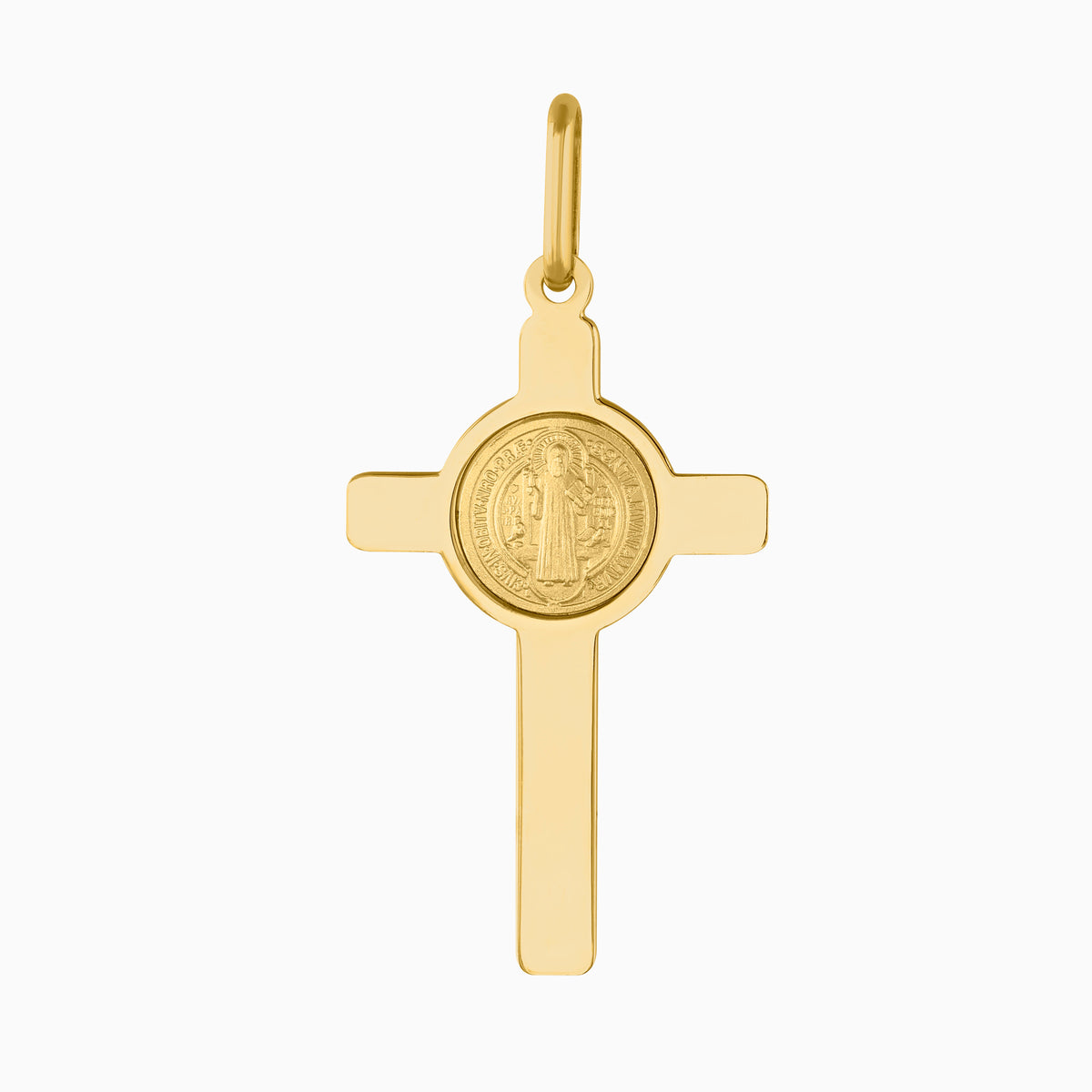 Dije Cruz con Cristo & Moneda San Benito Oro Amarillo 14k