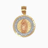 Dije Medalla Redonda Virgen 3 Oros 14k