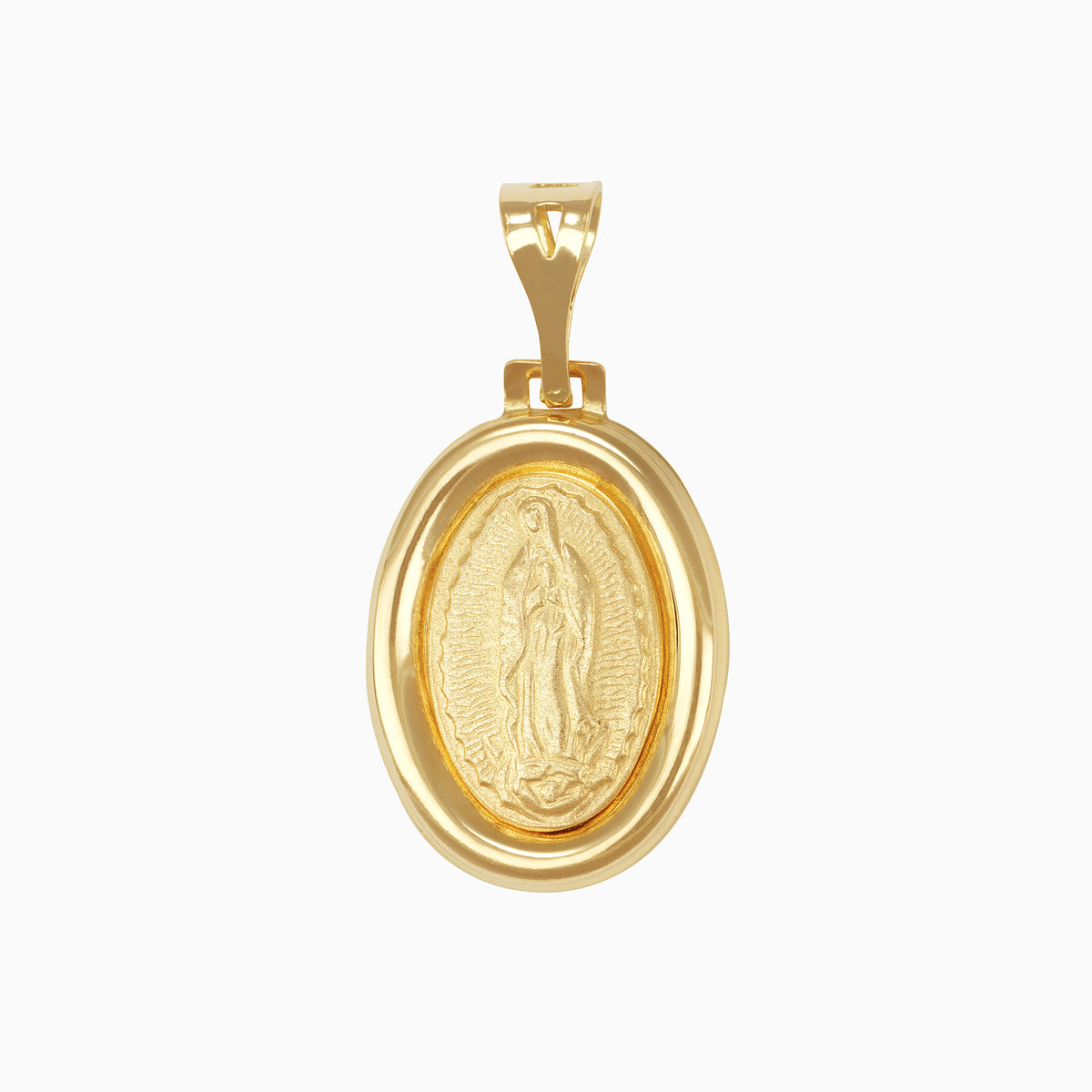 Dije Medalla Ovalada Virgen Oro Amarillo 14k