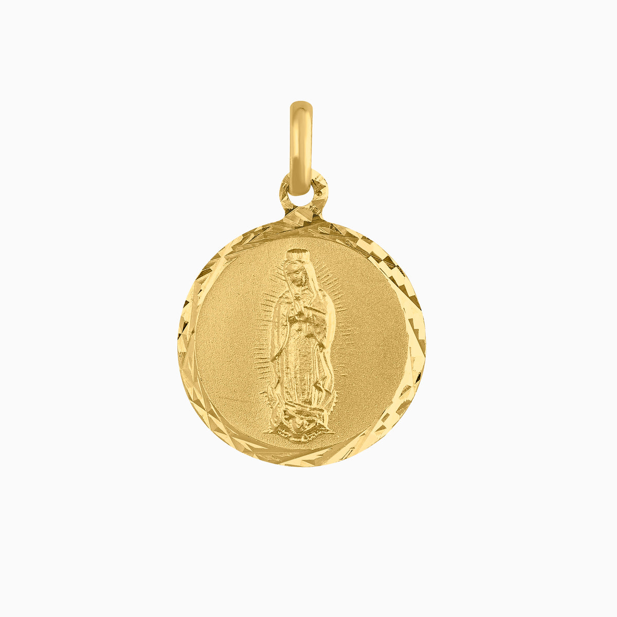 Medalla 2 caras Guadalupe y Sagrado Corazón Oro 14k