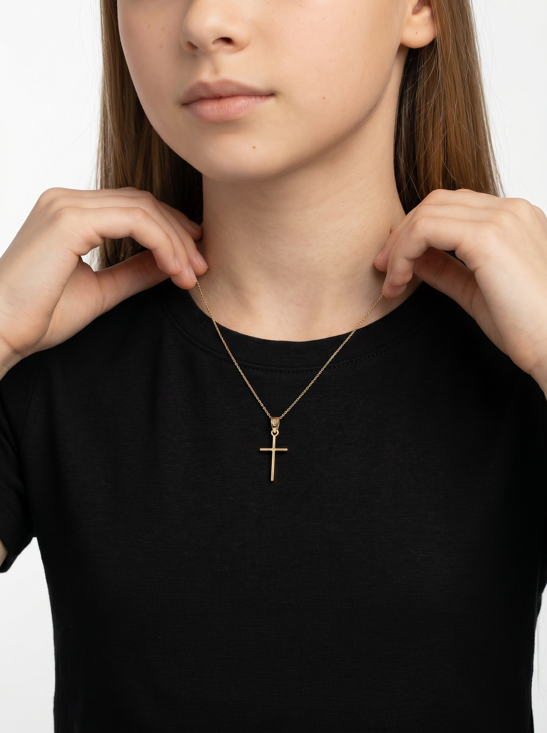 Dije Cruz Ultra Light Oro Amarillo 14k + Estuche