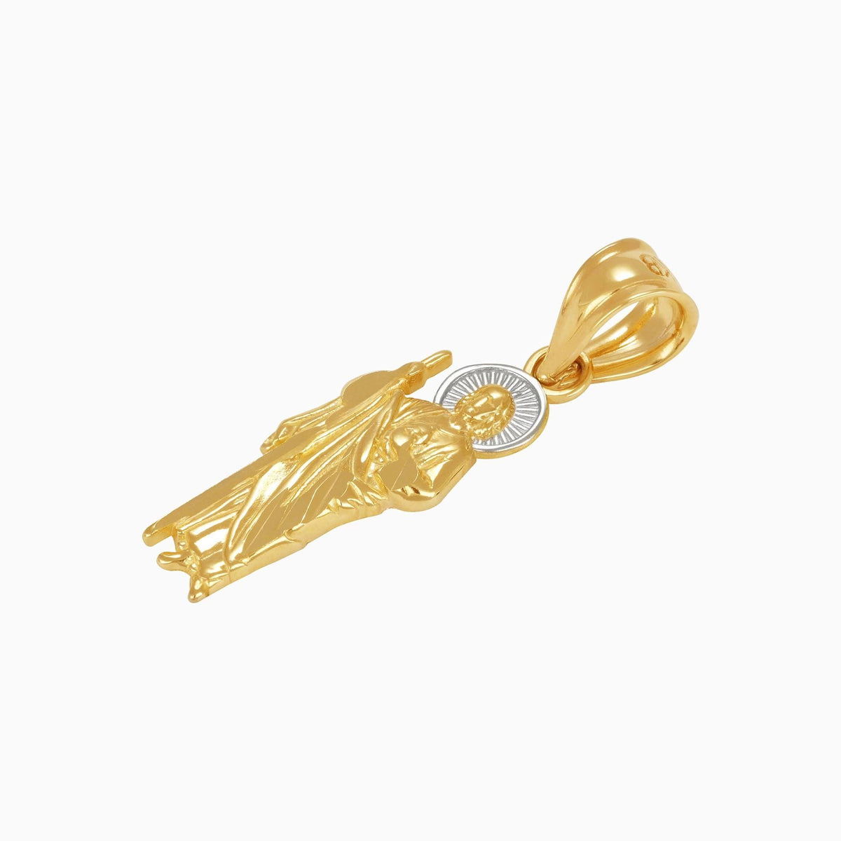 Dije San Judas con Aureola Oro Amarillo & Blanco 14k