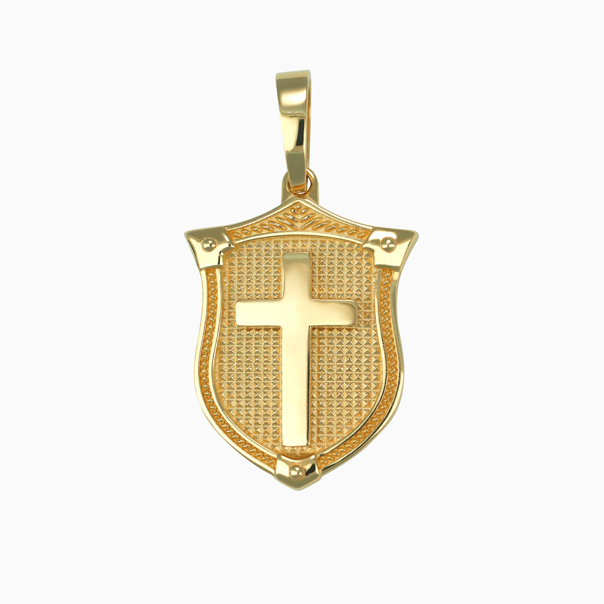 Dije Medalla Escudo con Cruz Oro Amarillo 14k