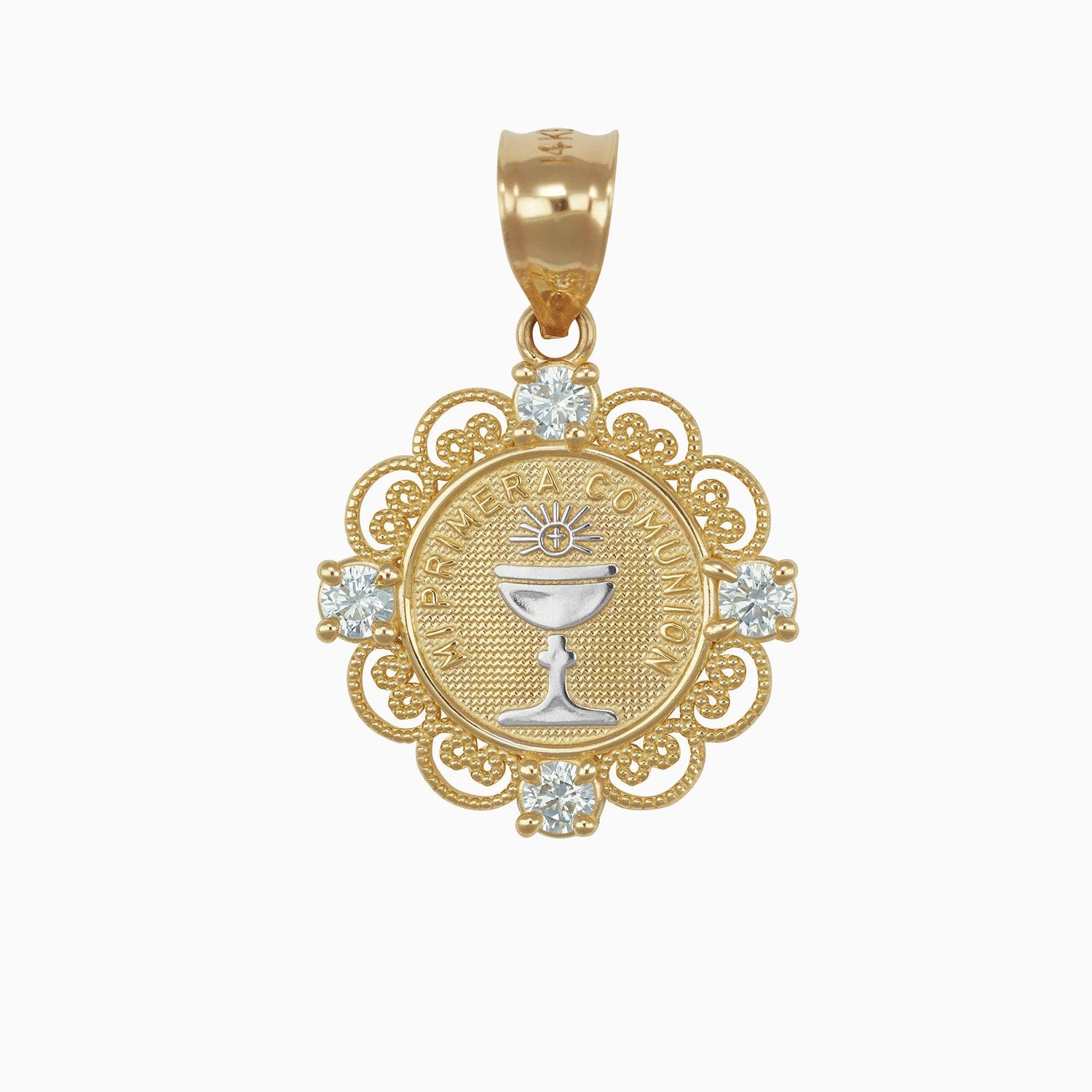 Dije Medalla Primera Comunión Oro Amarillo 14k