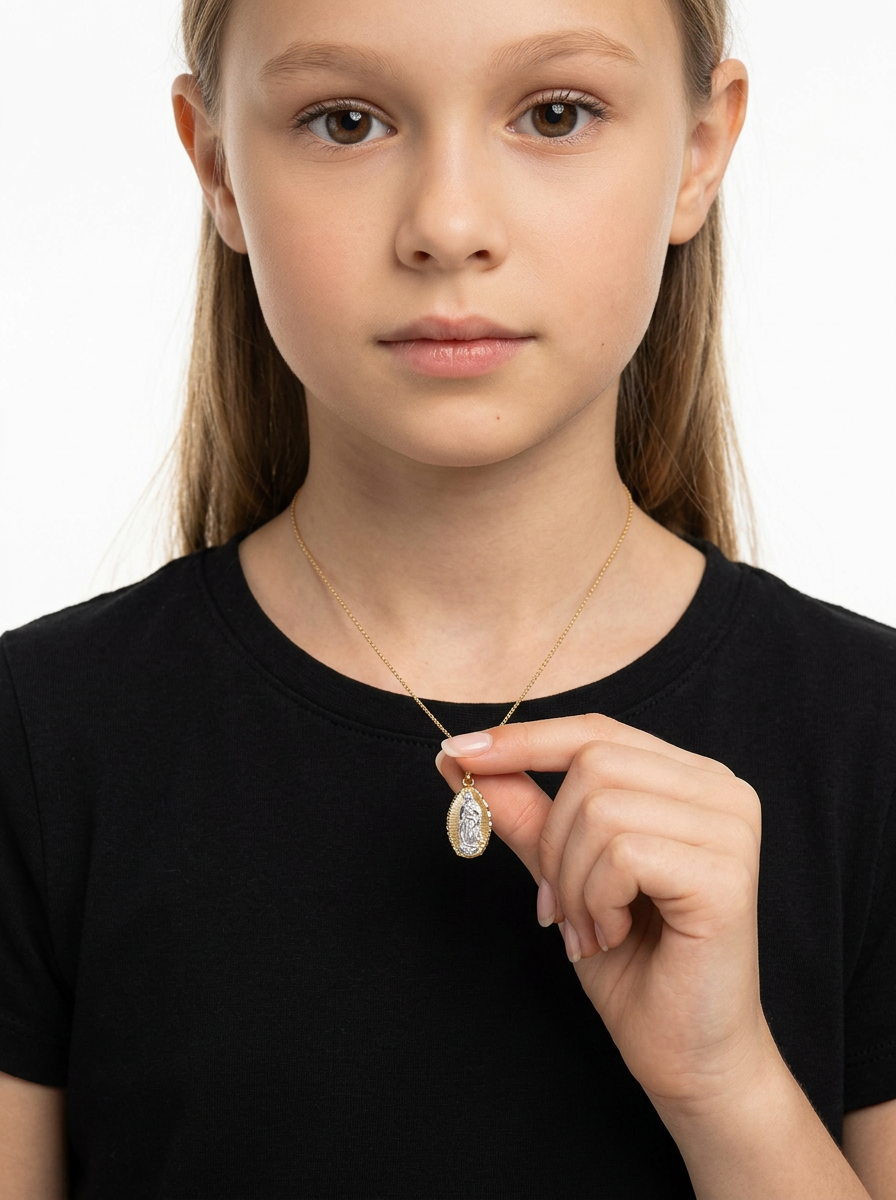 14k Yellow &amp; White Gold Virgin Pendant