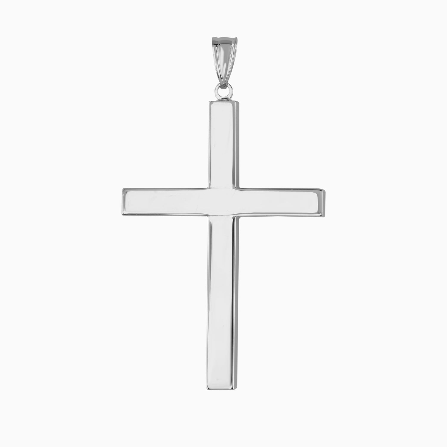 Dije Cruz Lisa Oro Blanco 14k + Estuche | cruz de oro | Maestros Joyeros