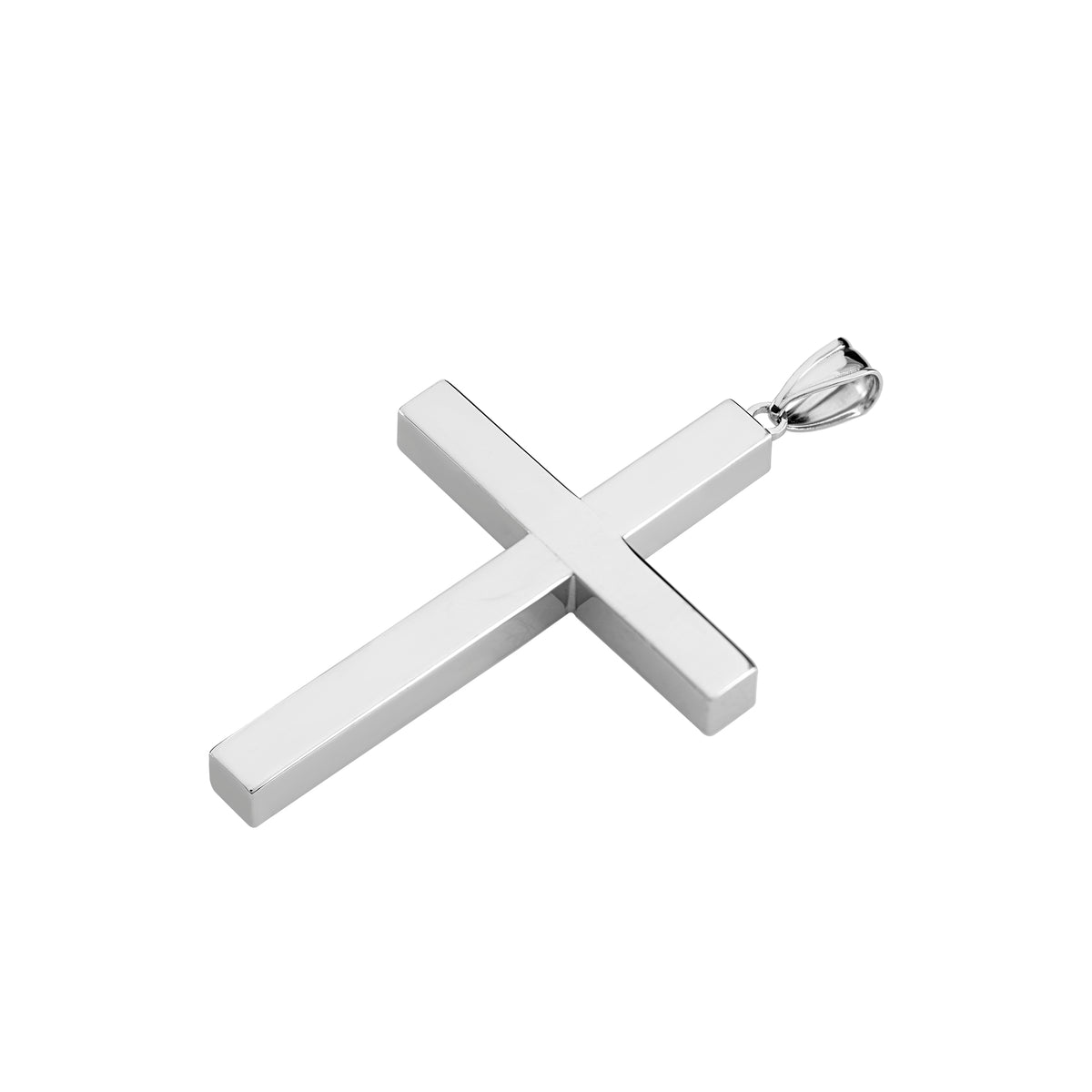Dije Cruz Lisa Oro Blanco 14k + Estuche | cruz de oro | Maestros Joyeros