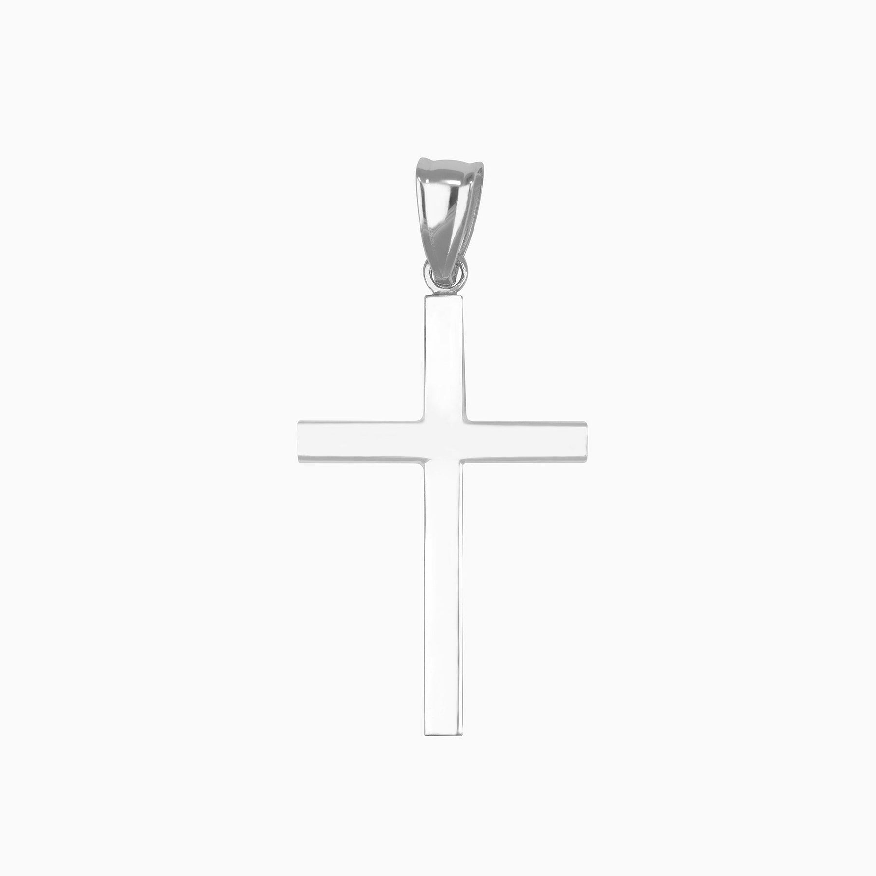 Dije Cruz Ultra Light Oro Blanco 14k + Estuche