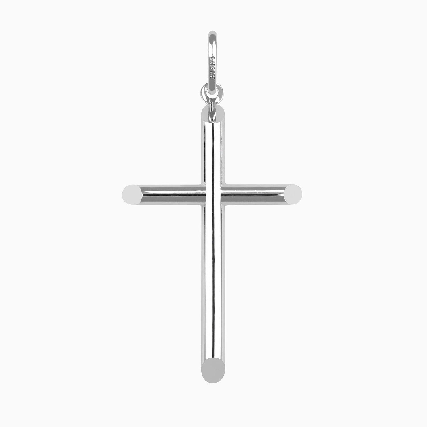 Dije Cruz Tubular Oro Blanco 14k