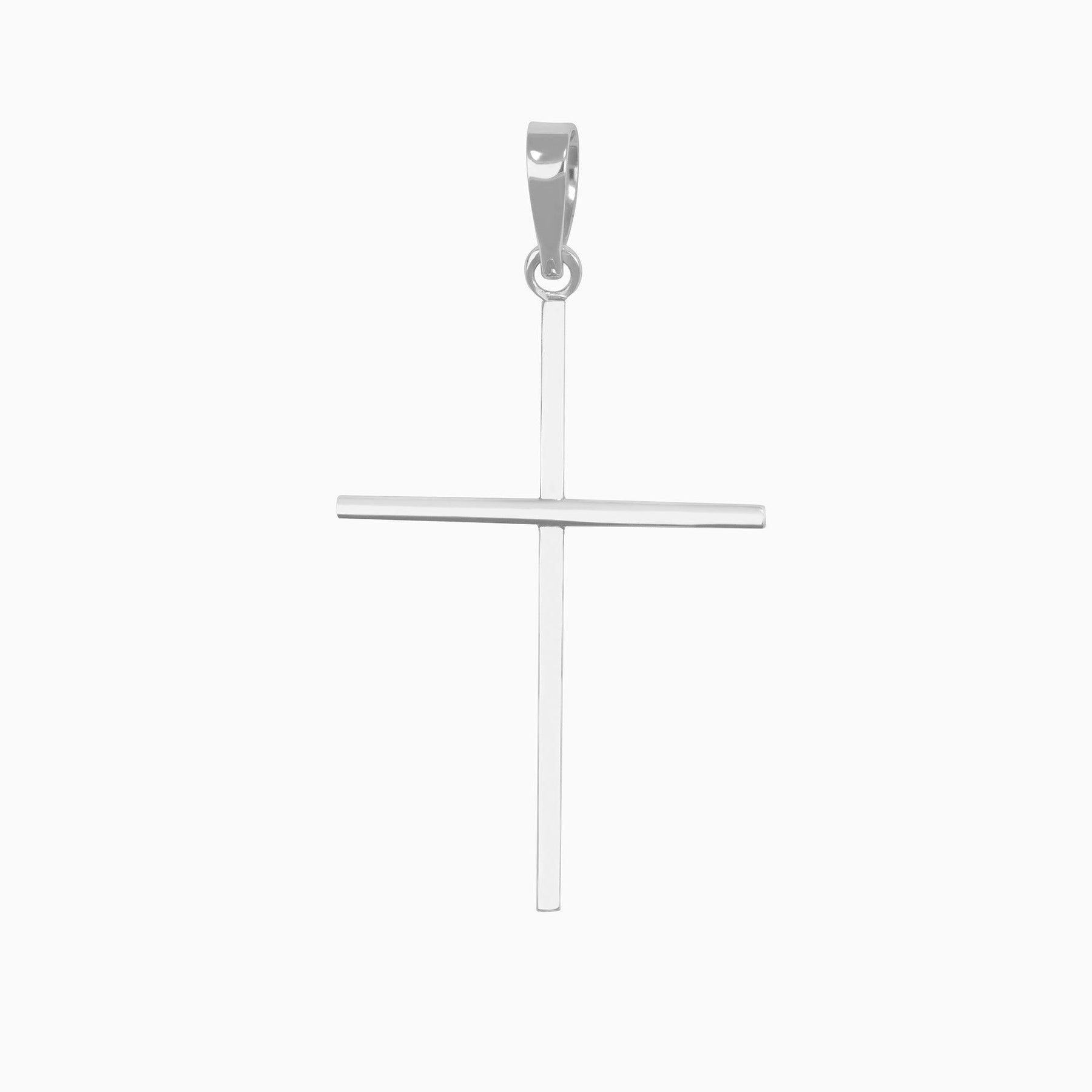 Dije Cruz Ultra Light Oro Blanco 14k + Estuche