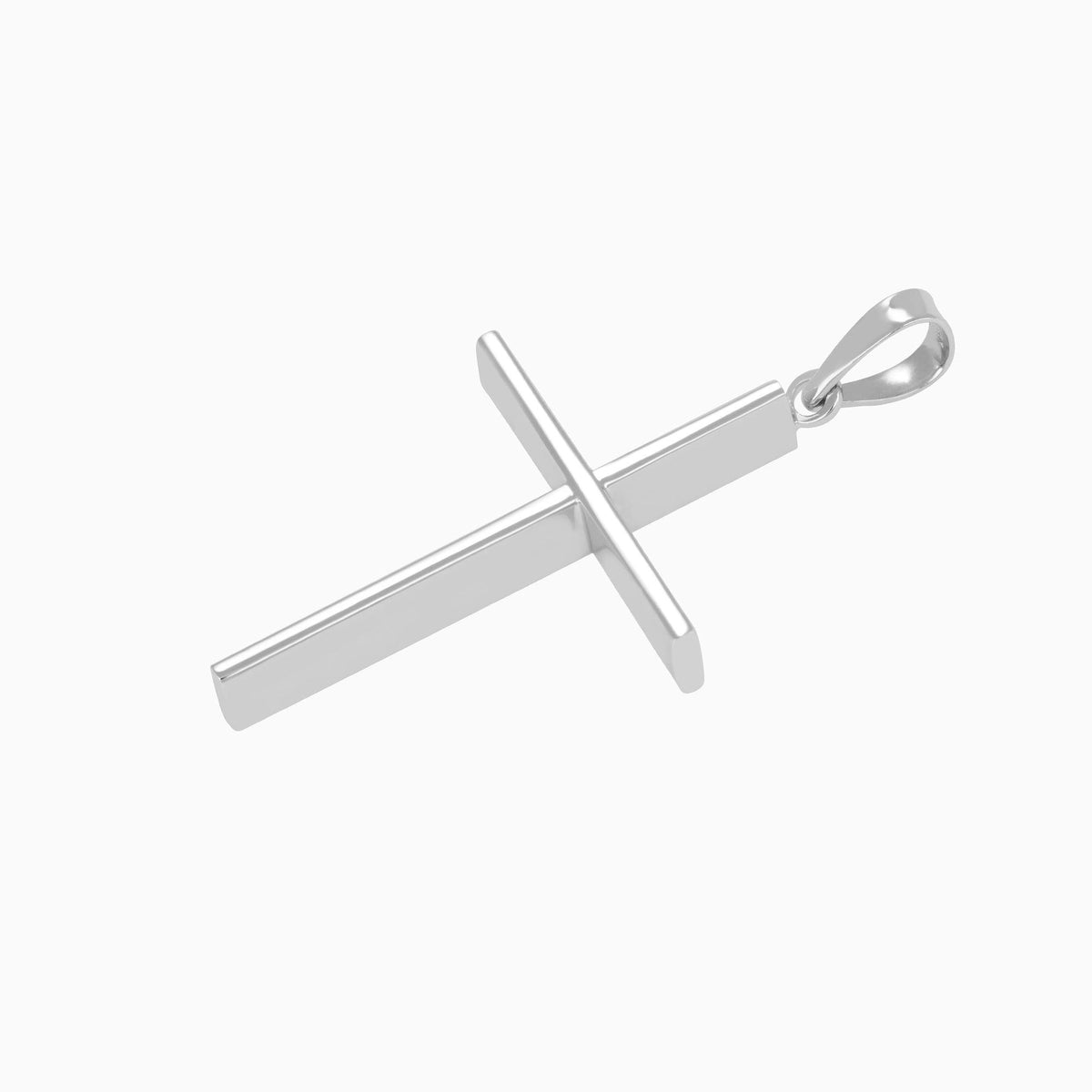 Dije Cruz Ultra Light Oro Blanco 14k + Estuche