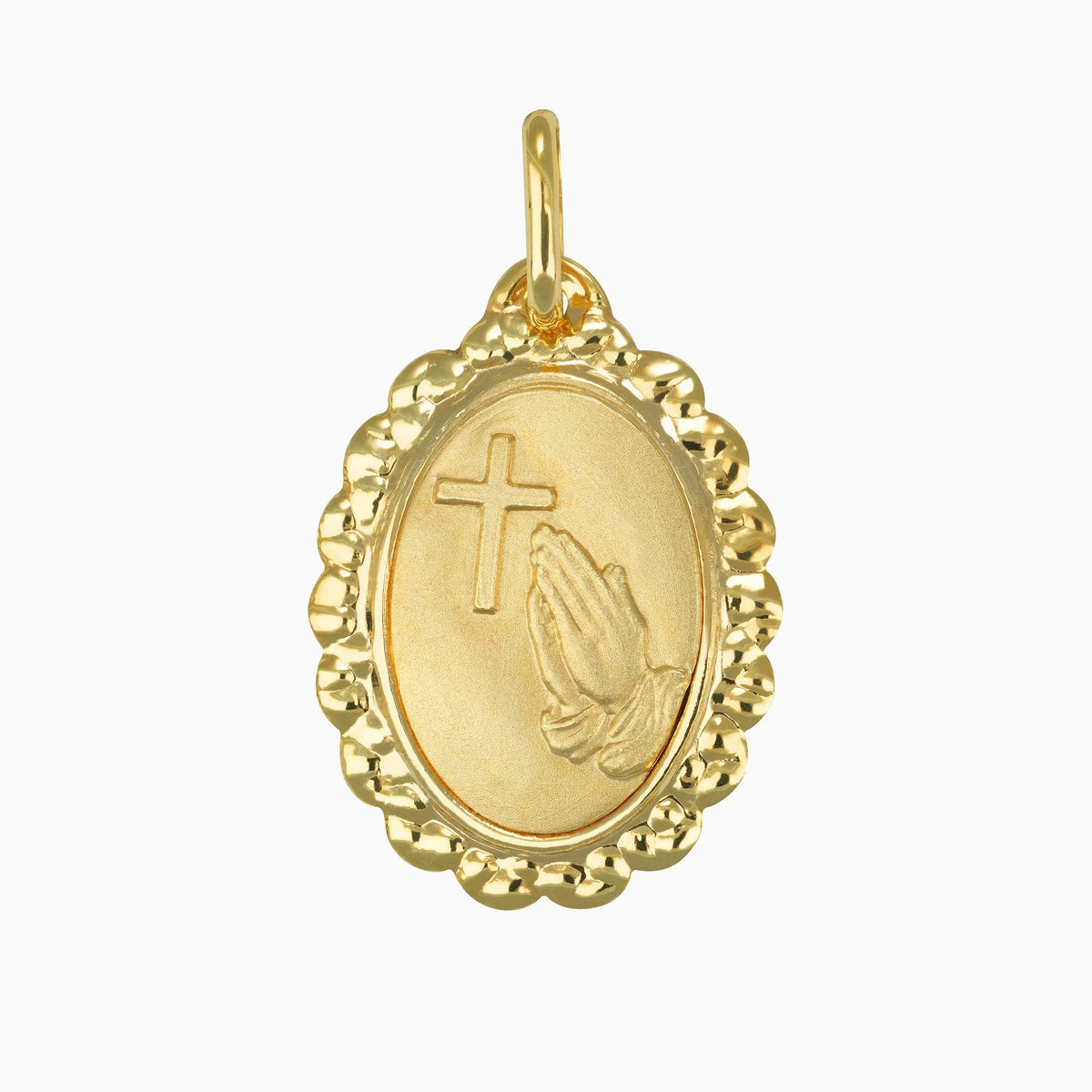 Dije Medalla Ovalada Plegaria Oro Amarillo 14k + Estuche