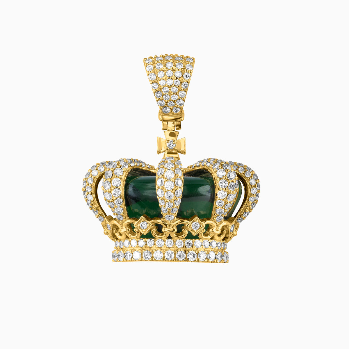 Dije Corona Verde de Oro 10k con Diamantes