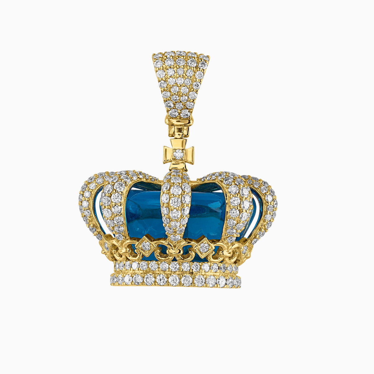Dije Corona Azul de Oro 10k con Diamantes