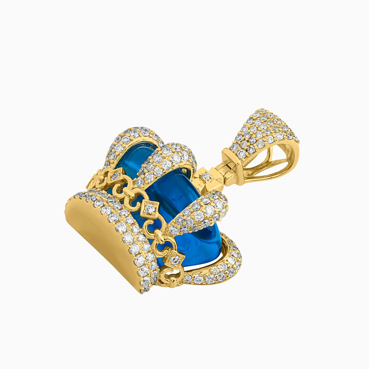 Dije Corona Azul de Oro 10k con Diamantes