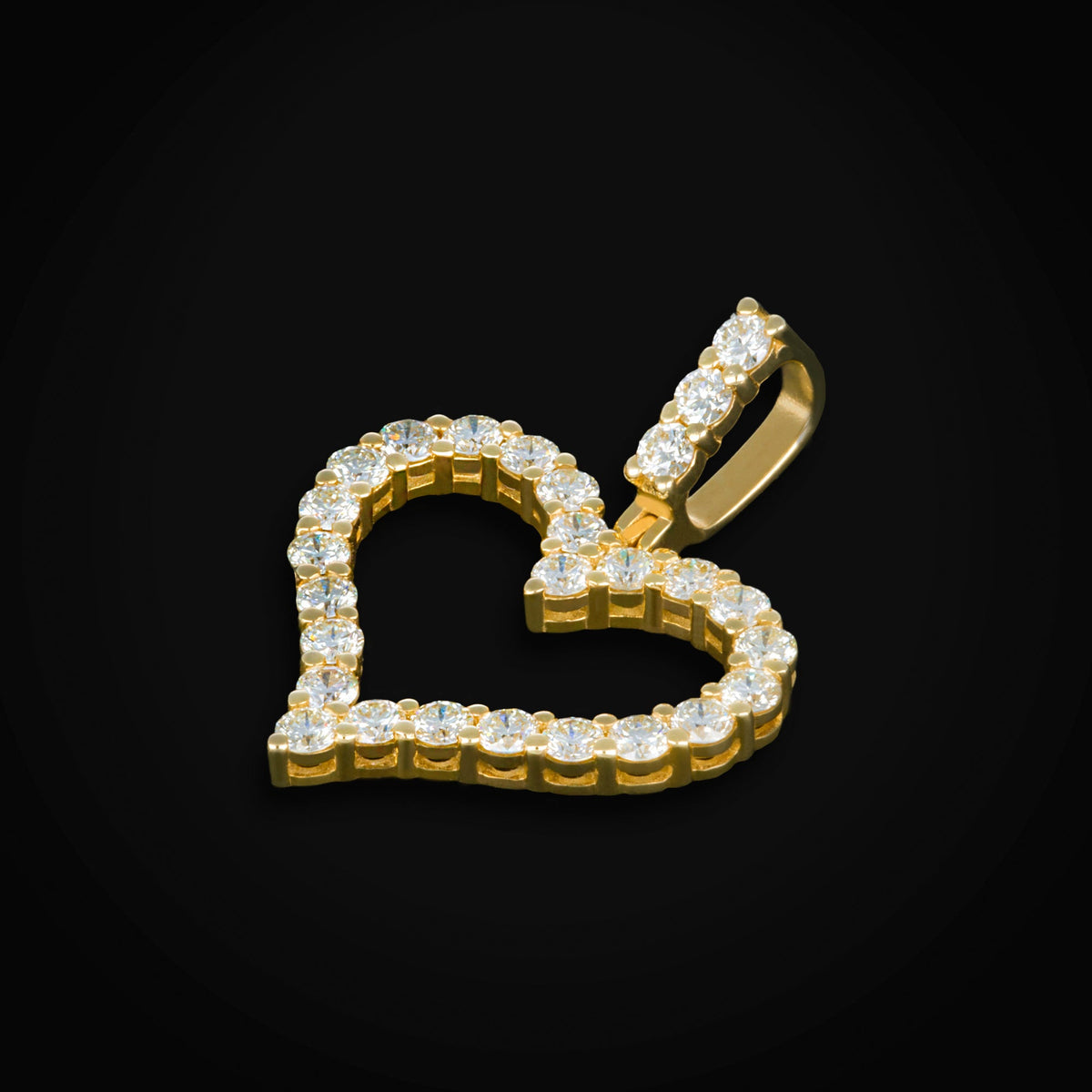 Dije Corazón Full Ice Oro Amarillo 14k + Estuche