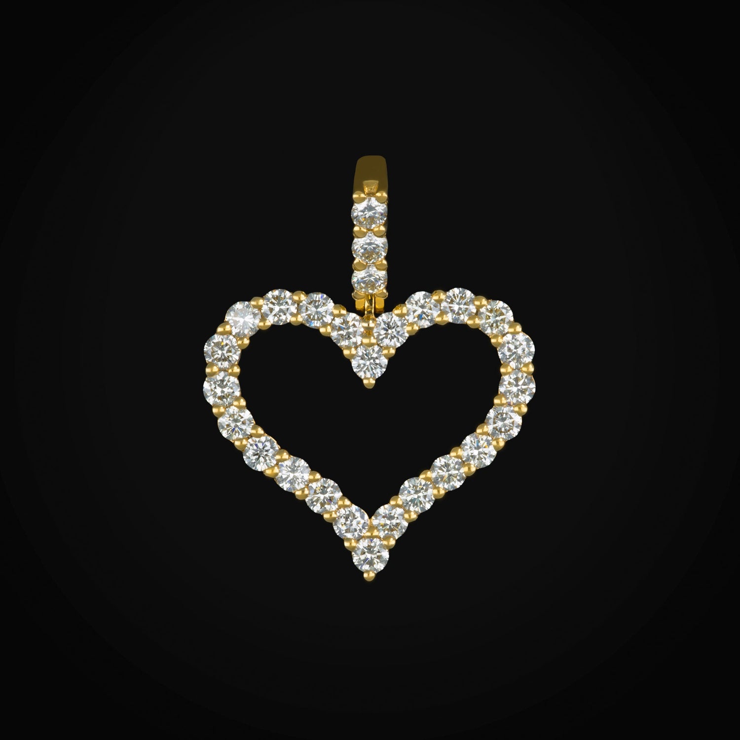 Dije Corazón Full Ice Oro Amarillo 14k + Estuche