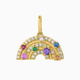 Dije Arcoíris con 7 Rubíes de Colores Oro Amarillo 14k con Diamantes